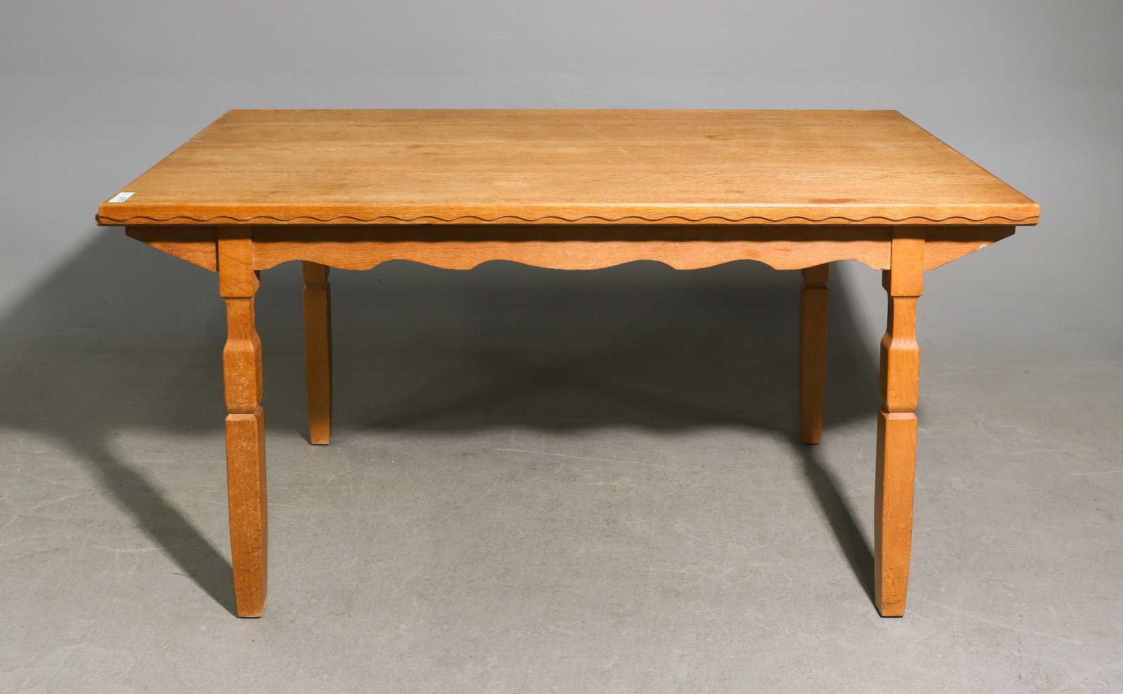 Danish Oak Dining Table with 2 Leaves: Danish Oak Dining Table with 2 Leaves - 30 in tall x 60 x 34.5, Leaves add an additional 21 inches each, Floor apron is 24.75 inches and the space between the legs is 41.5 inches - Similar in style