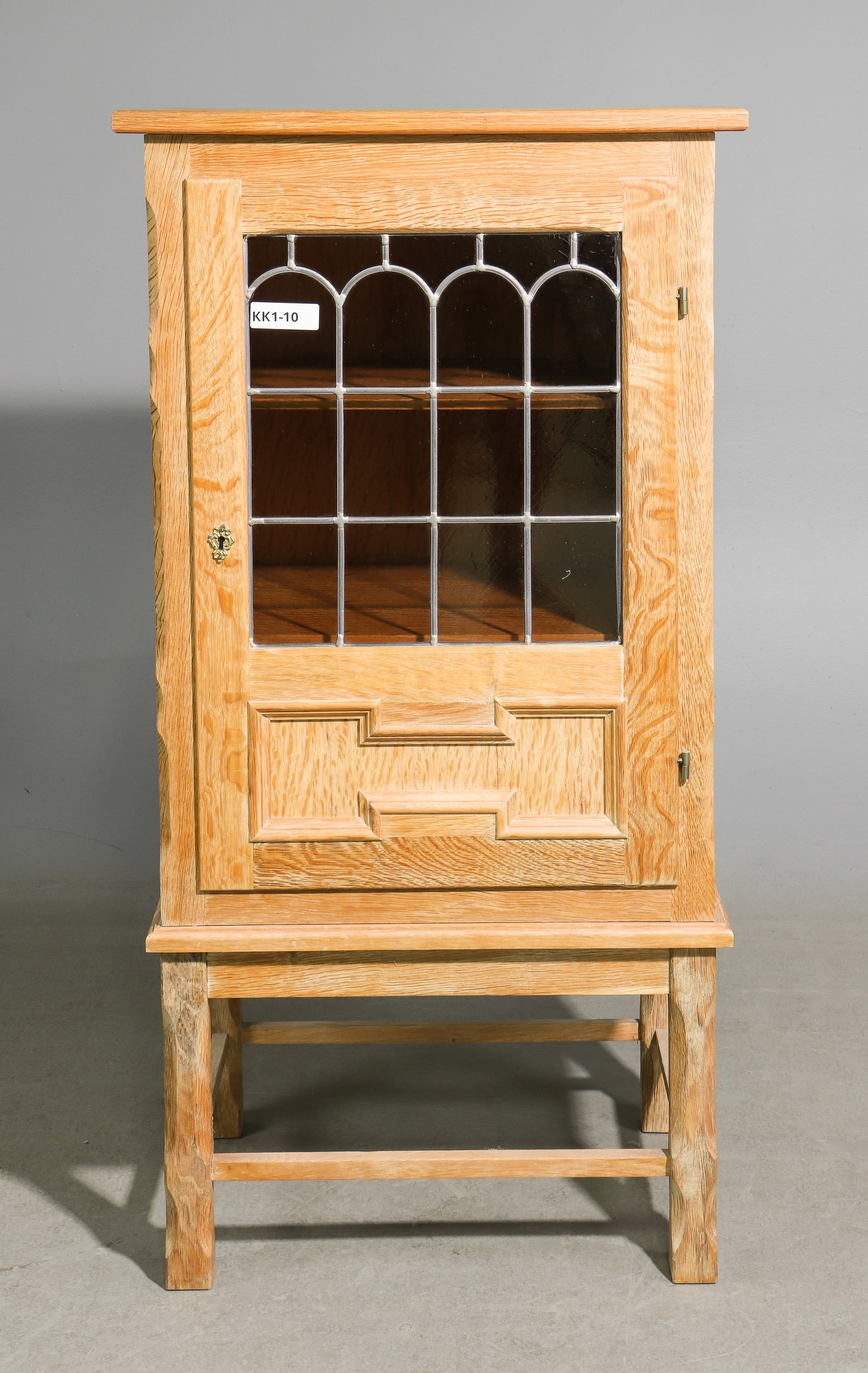 Danish Oak Leaded Glass Hall Cabinet (1 of 3)