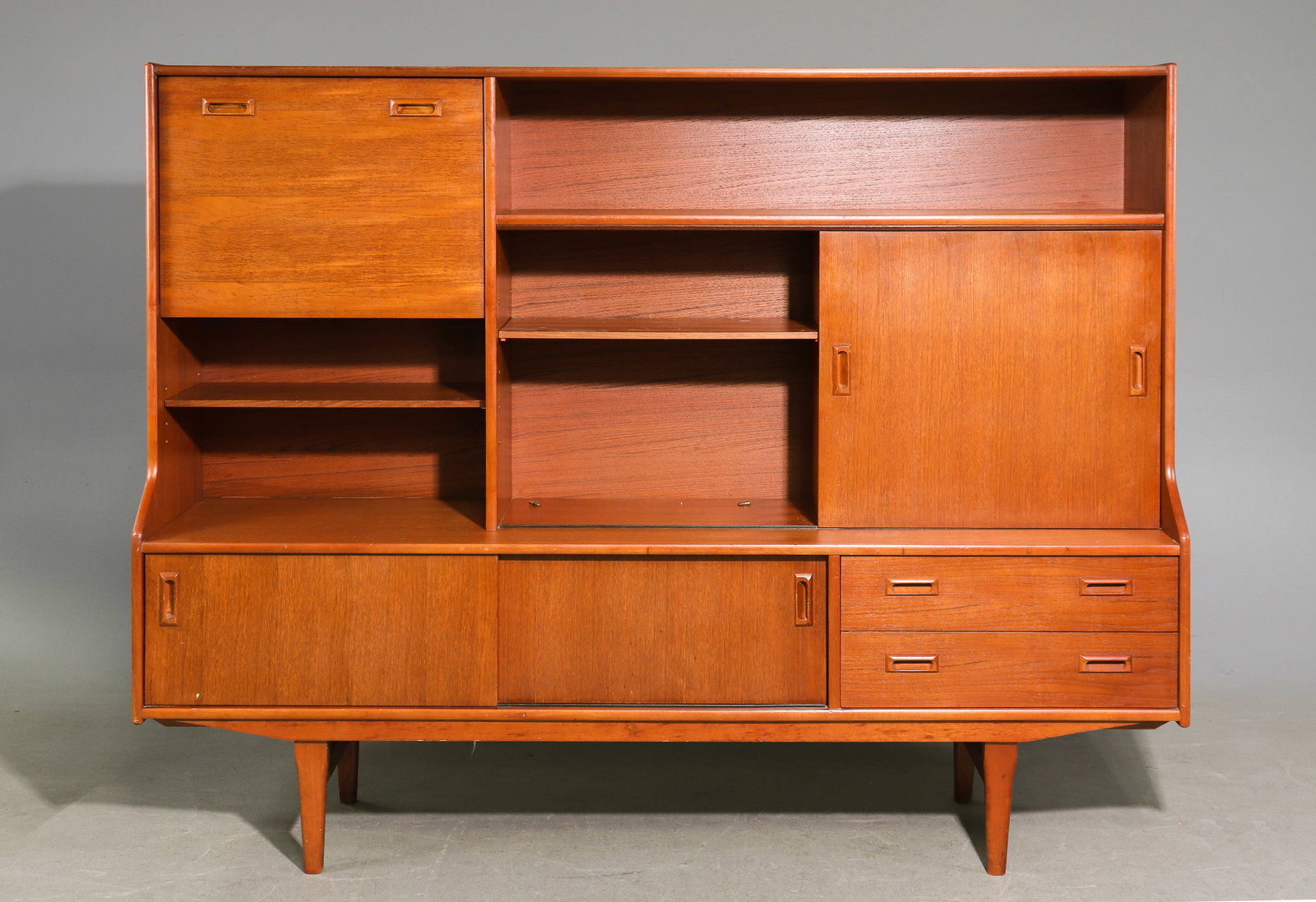 Mid Century Modern Cocktail Cabinet / Highboard #1: Danish Modern Style Cocktail Cabinet / Hutch - 56.25 in tall x 72 x 16.5
