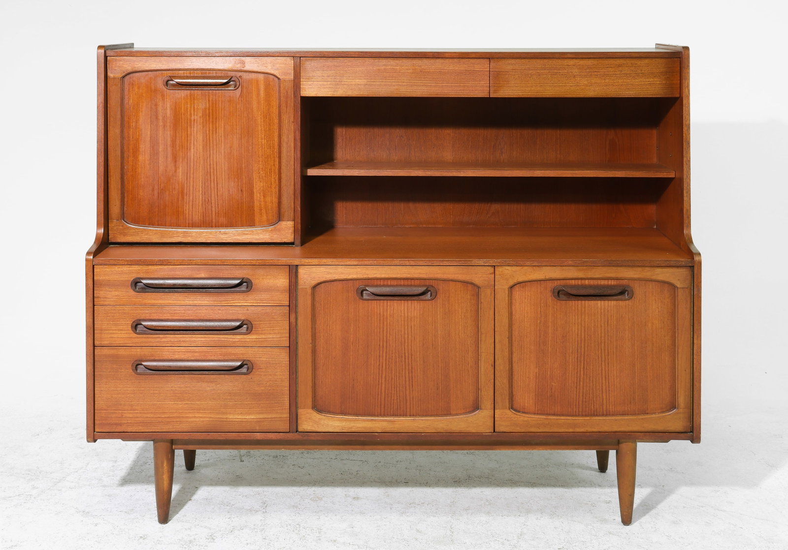 Mid Century Modern Cocktail Cabinet / Highboard #2: Danish Modern Style Cocktail Cabinet / Hutch - 47.5 in tall x 60 x 17.5