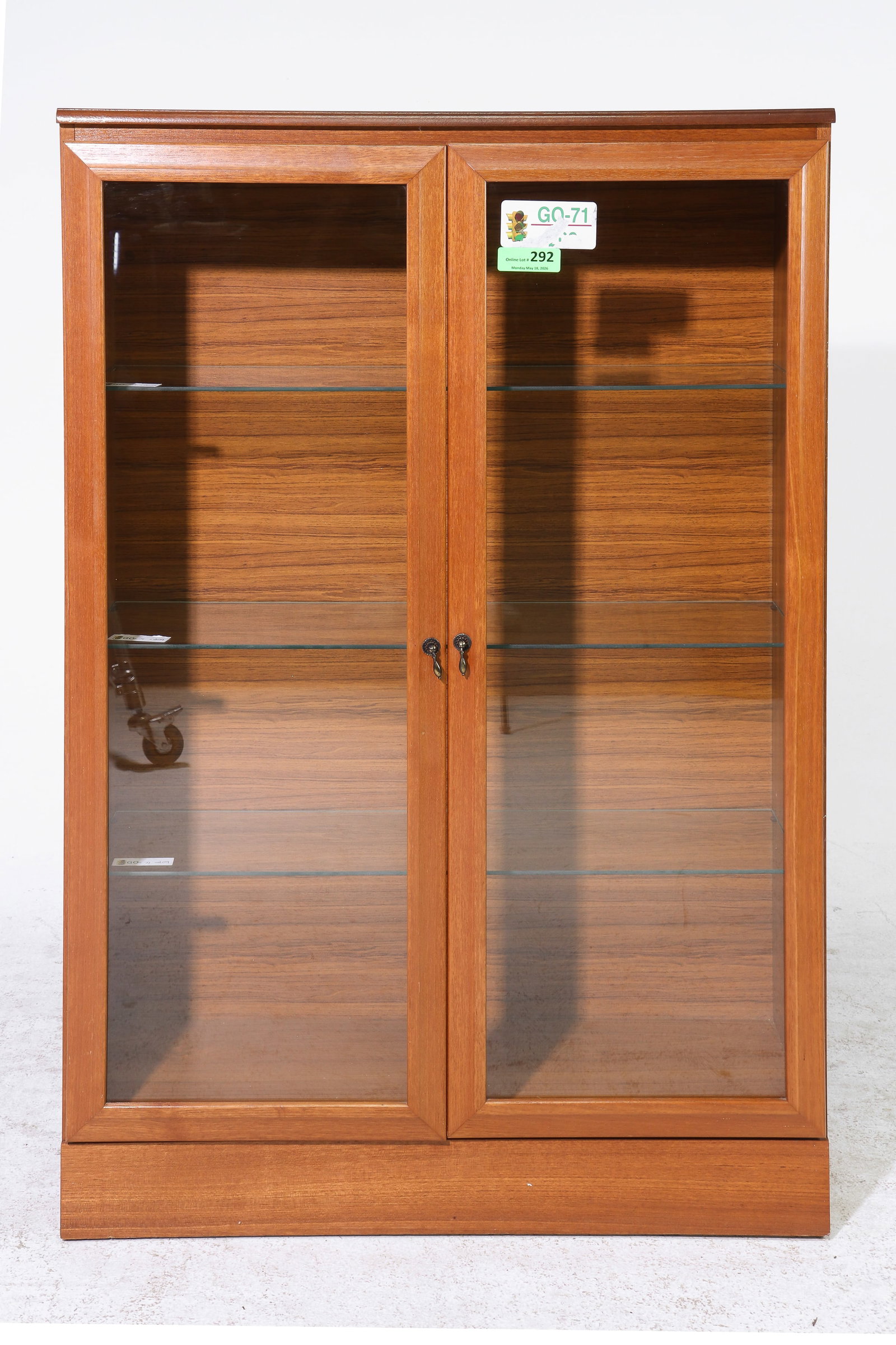Mid Century Modern Two Door Bookcase / Cabinet: Danish Modern Style Double Door Bookcase / Cabinet - 48.5 in tall x 32.5 x 12