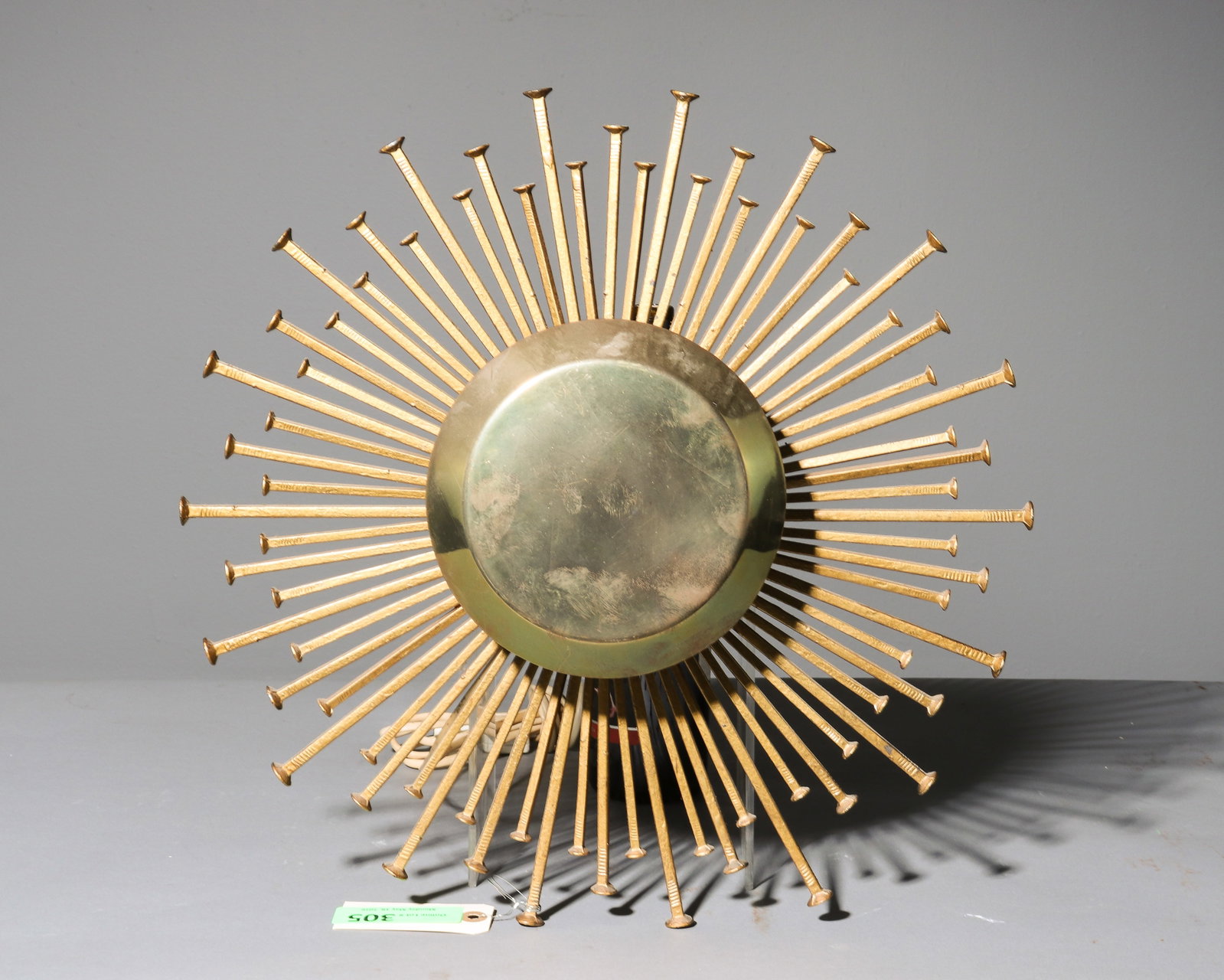 Danish Modern Brutalist Iron Sunburst Wall Sconce: Danish Modern Brutalist Iron Sunburst Wall Sconce - 17.5 inch diameter by 4 inches deep
