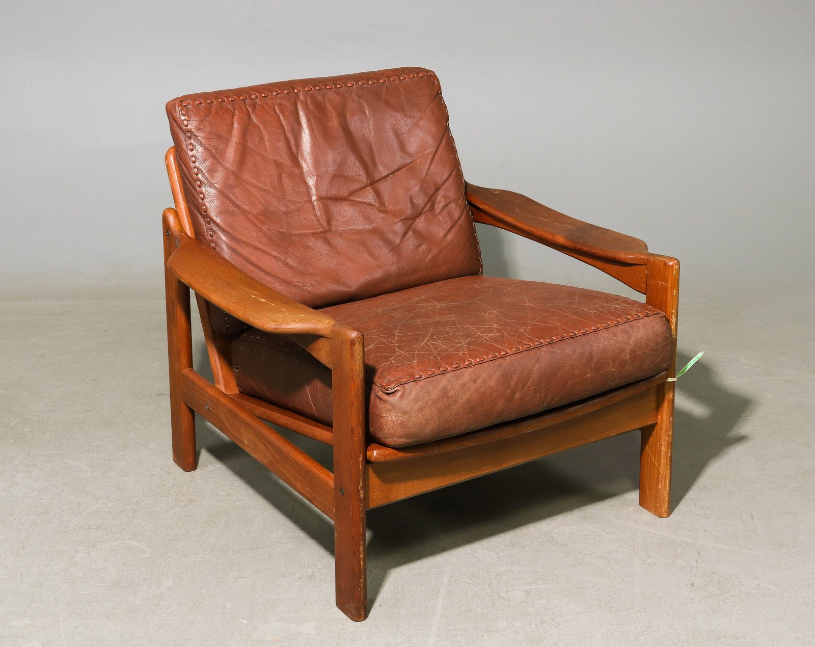 Danish Brown Leather Lounge Arm Chair (1 of 3)