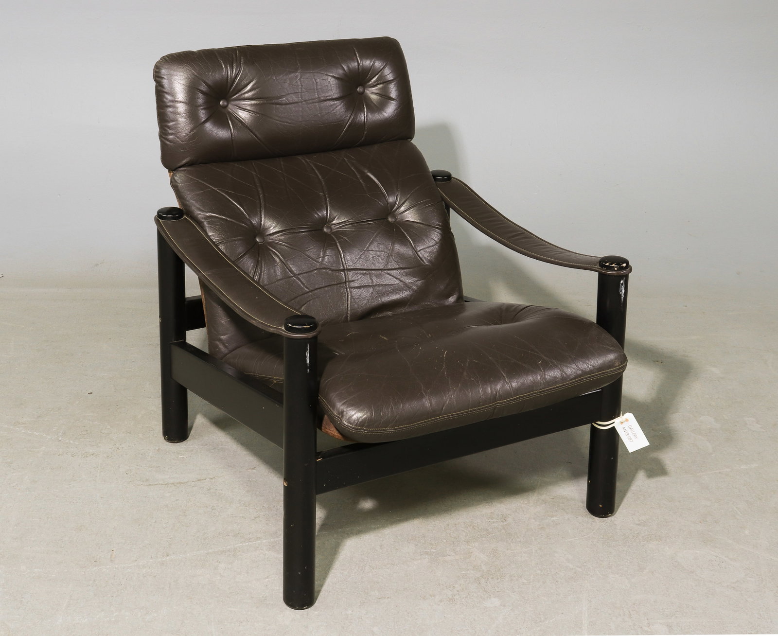 Danish Modern Brown Leather Upholstered Arm Chair (1 of 6)