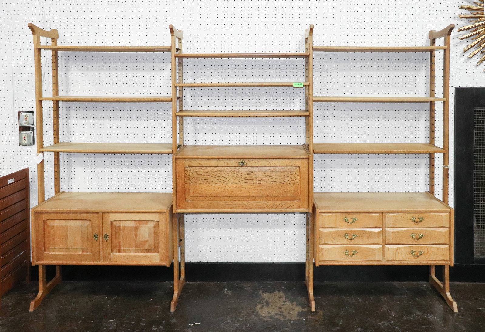 Danish Oak Three Bay Mid Century Wall Unit (1 of 10)