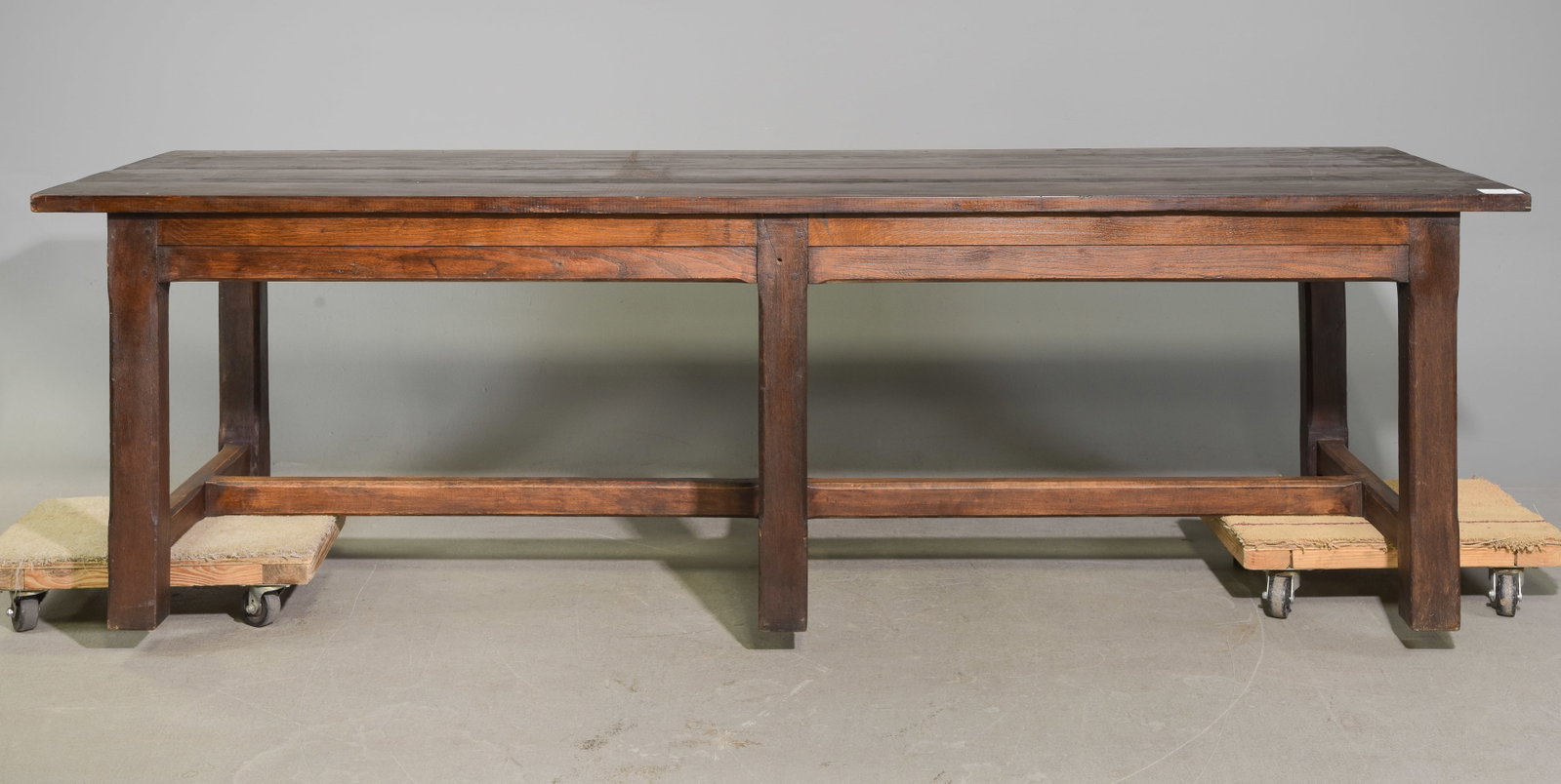 French Rustic Dark Oak Work / Farmhouse Table - 10
