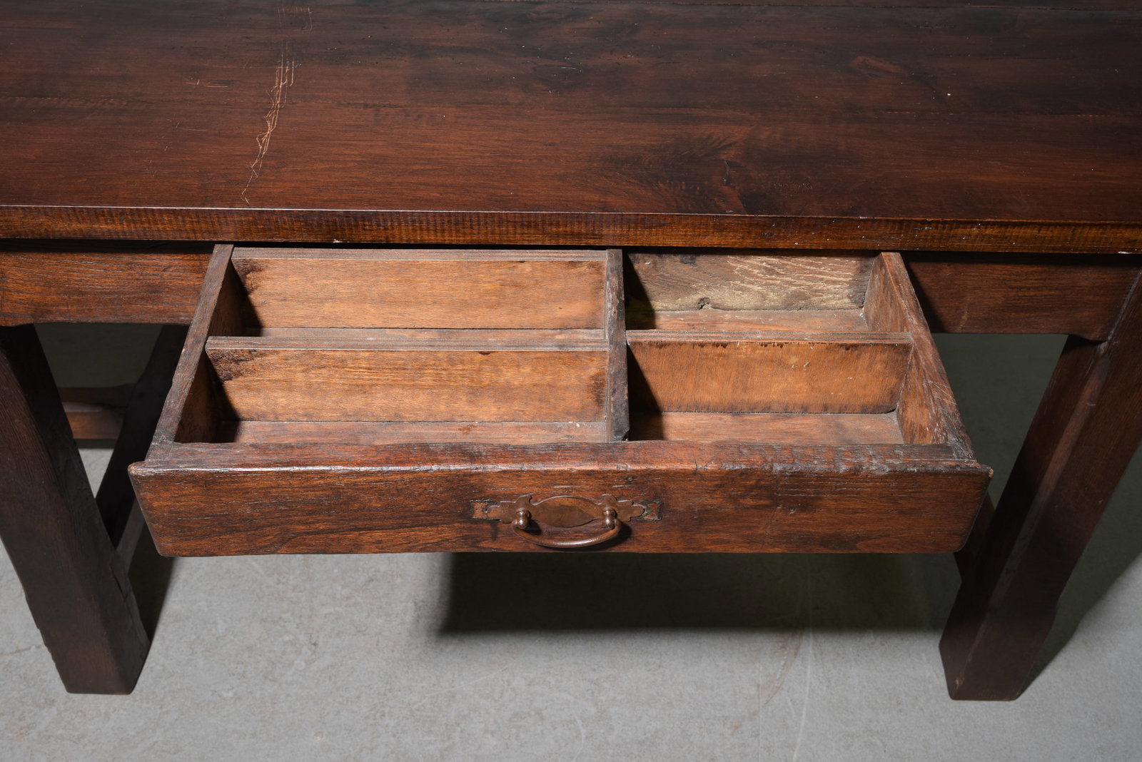 French Rustic Dark Oak Work / Farmhouse Table - 4