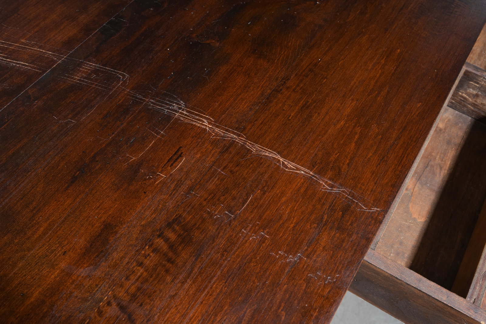 French Rustic Dark Oak Work / Farmhouse Table - 6