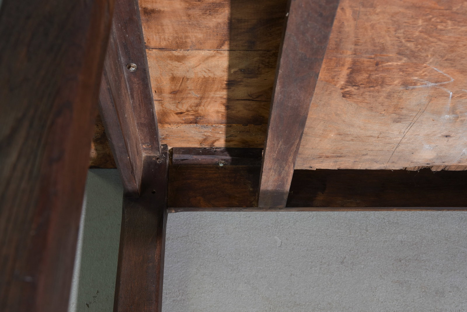 French Rustic Dark Oak Work / Farmhouse Table - 9