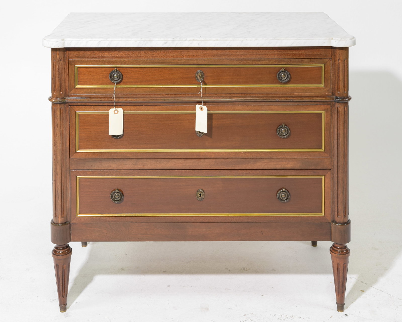 Louis XVI Style White Marble Top Chest (1 of 7)