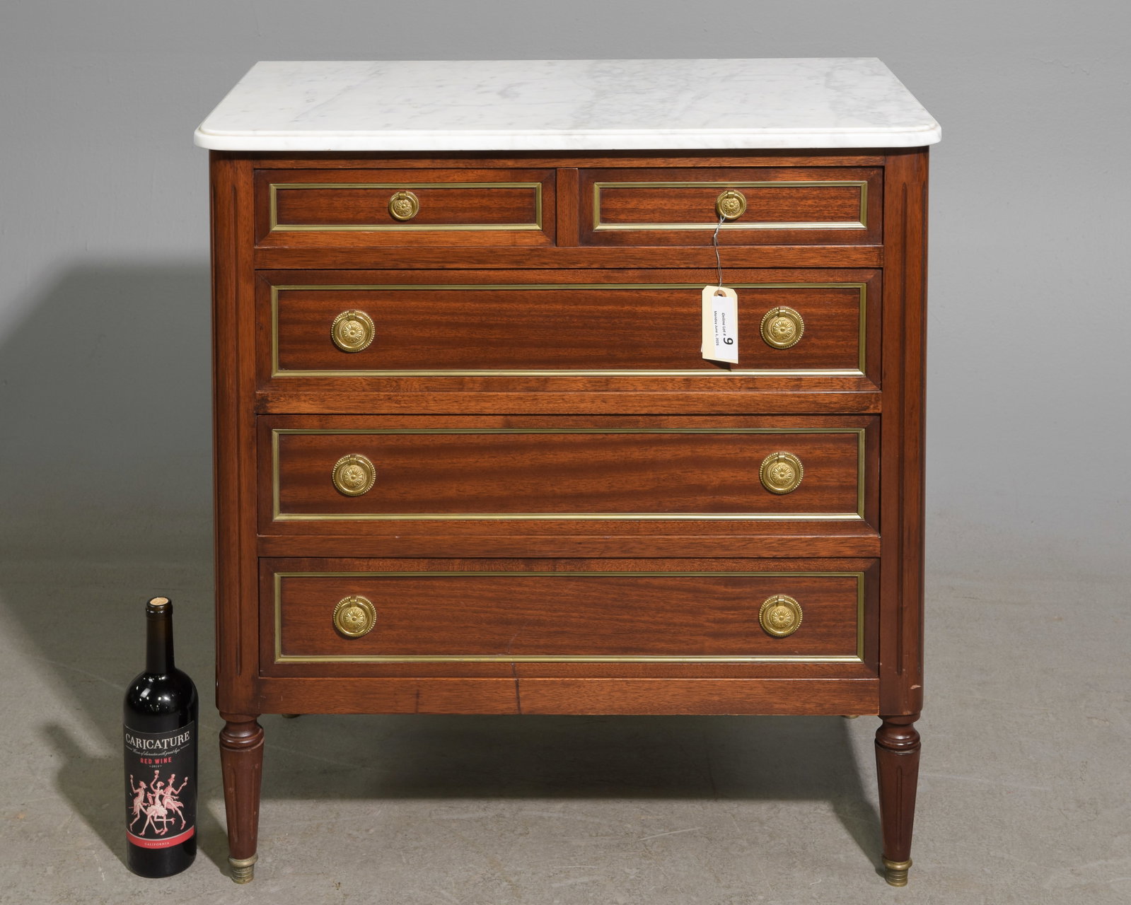 Louis XVI Style White Marble Top Four Drawer Chest (1 of 7)