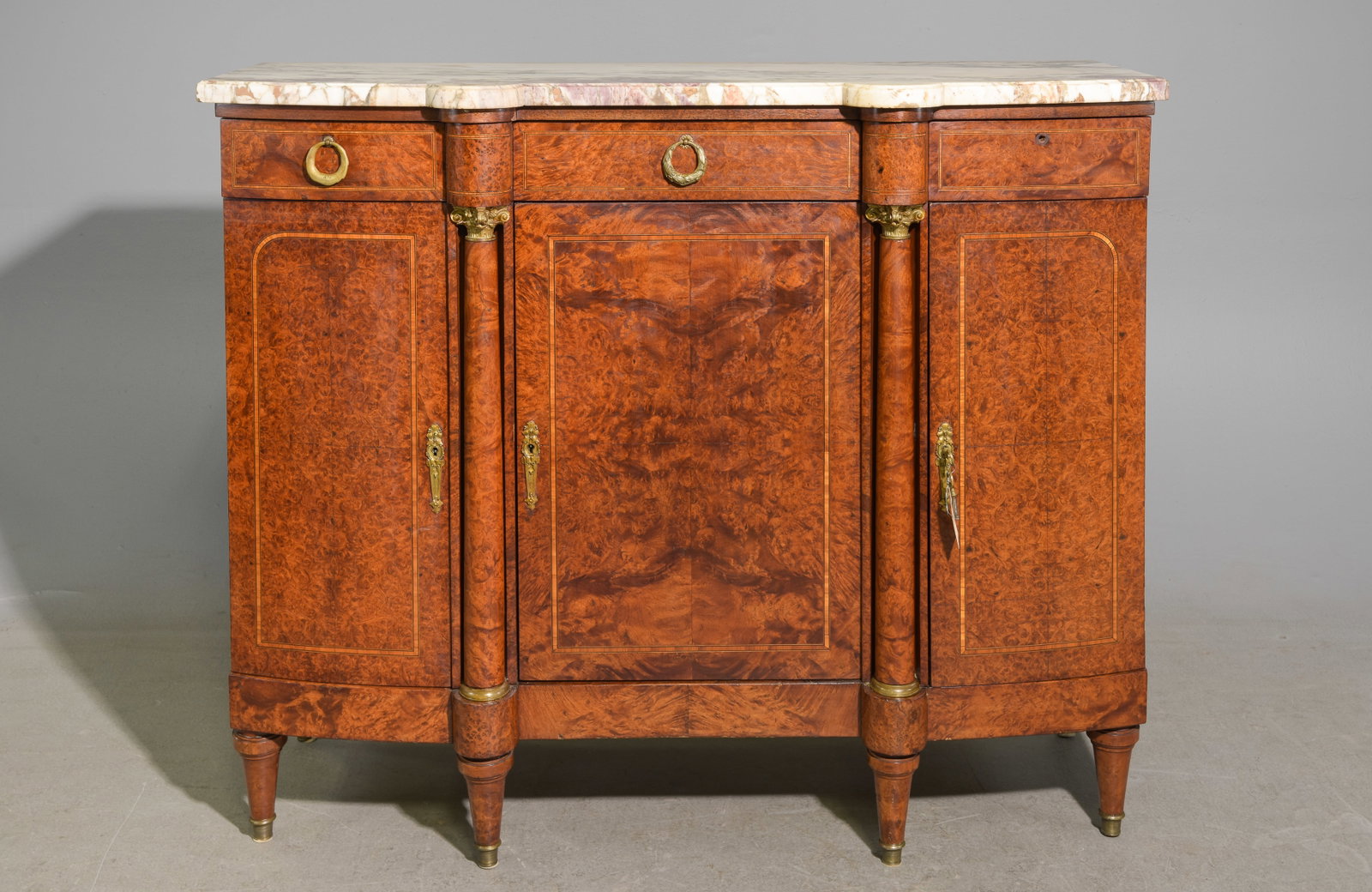 Louis XVI Style Marble Top Elm Wood Buffet (1 of 7)