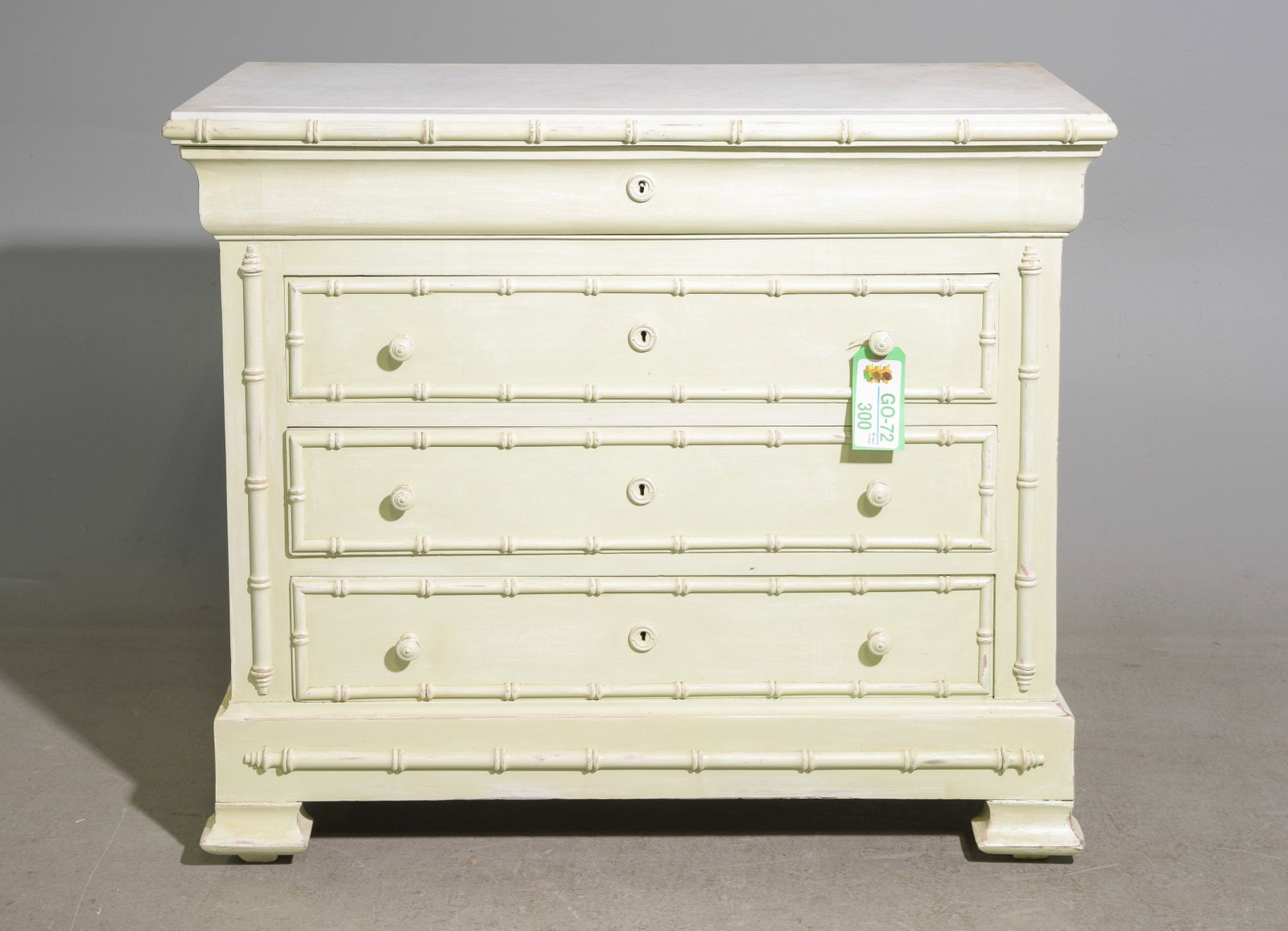 Faux Bamboo White Marble Top Painted Chest (1 of 5)