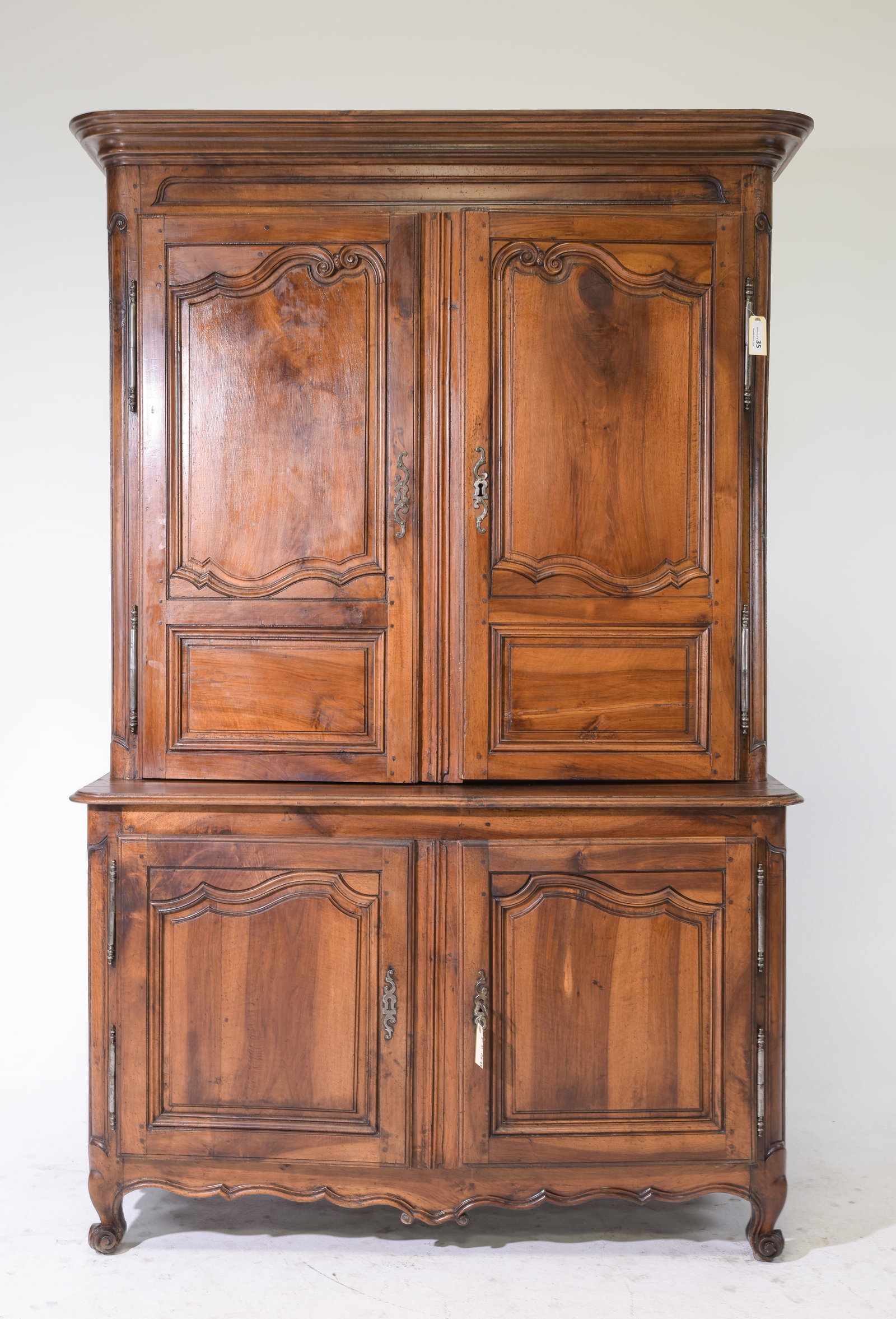 Louis XV Style Walnut Buffet Du Corps: French Louis XV Style Walnut Buffet Du Corps / Cupboard - 91 in tall x 56.5 x 24