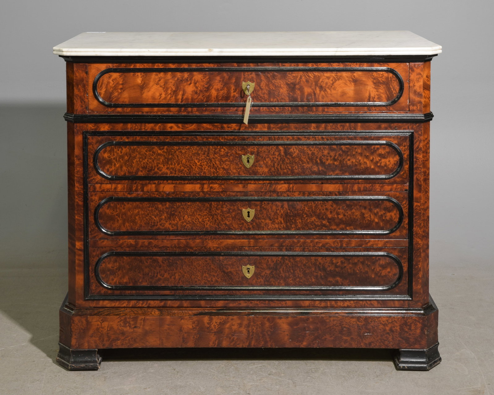 Louis Philippe Style White Marble 4 Drawers Chest (1 of 8)