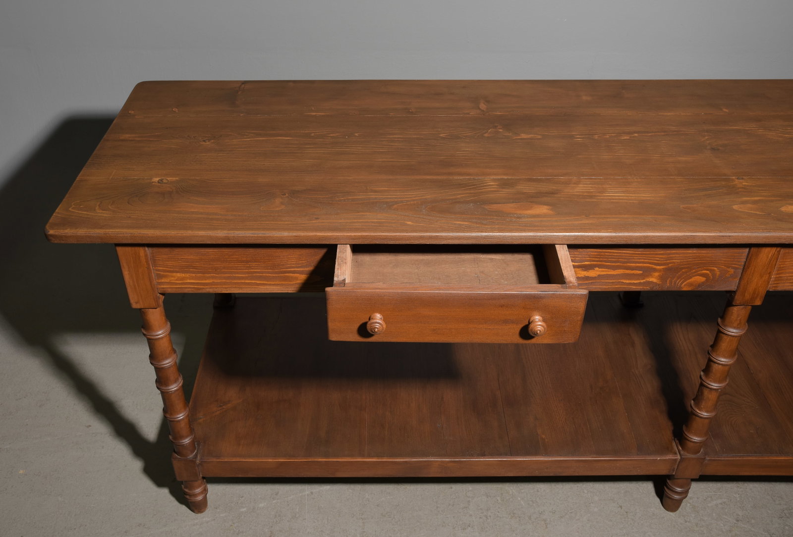 Large Oak Drapers Table with Drawers - 2