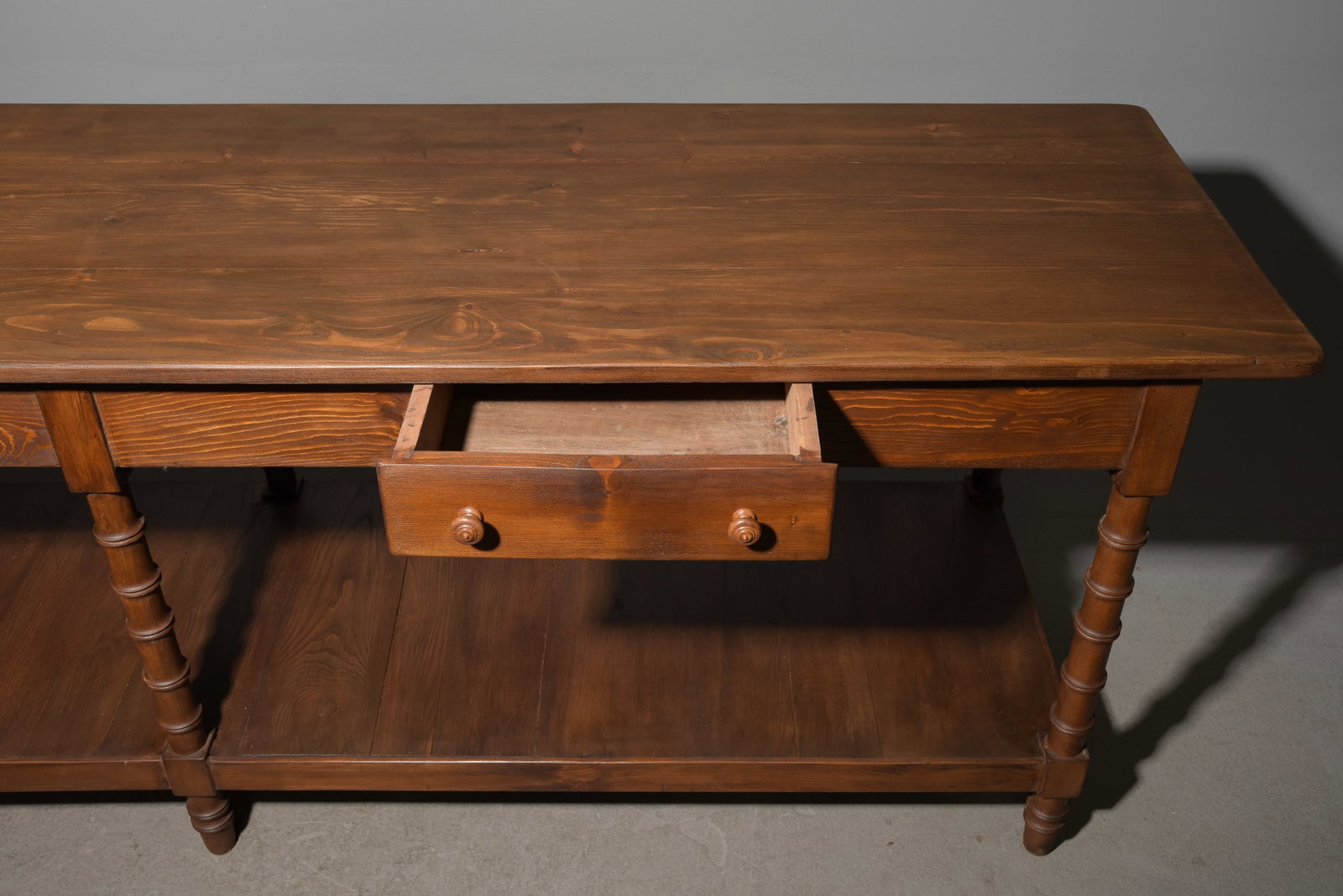 Large Oak Drapers Table with Drawers - 3
