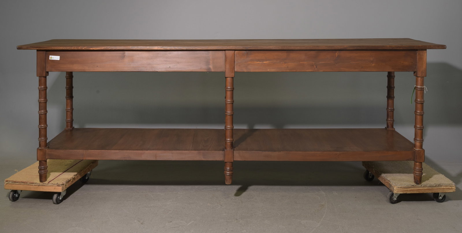 Large Oak Drapers Table with Drawers - 4