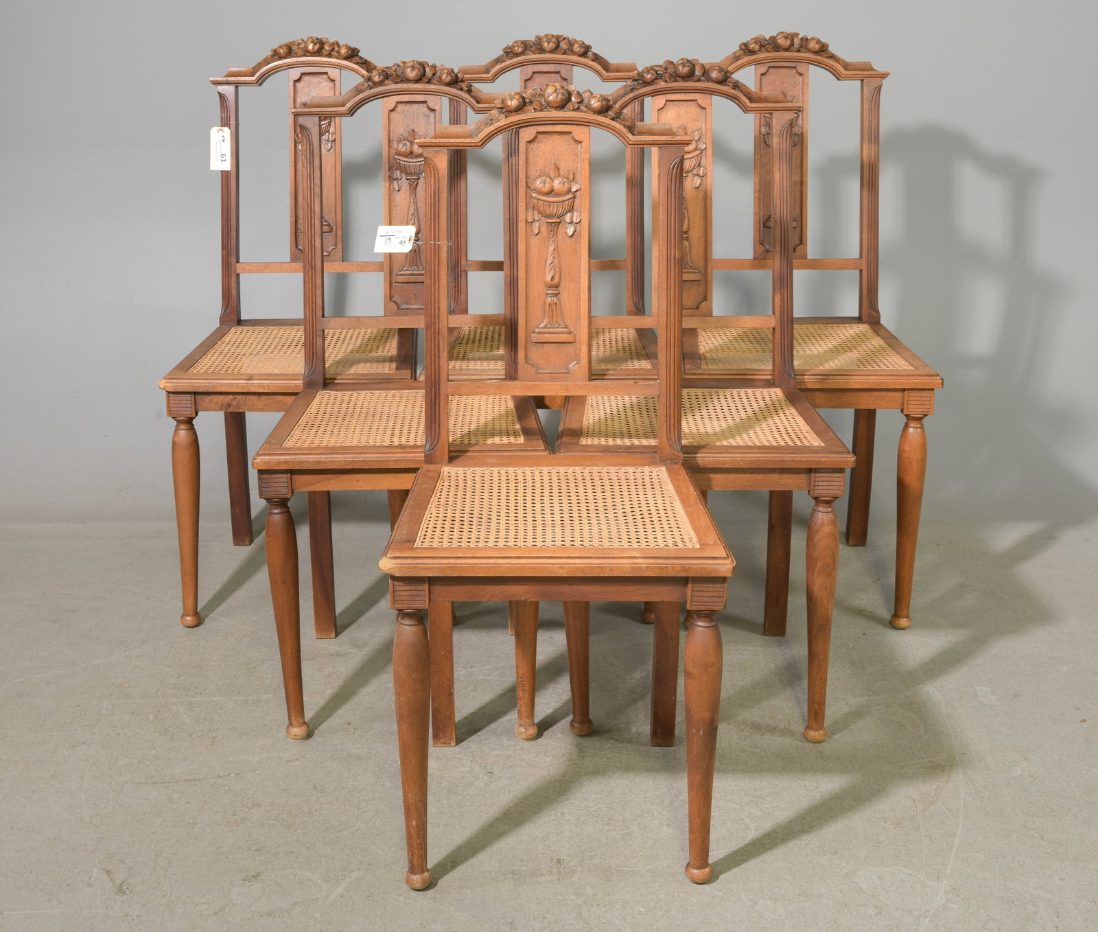 Louis XVI Style Set of 6 Caned Walnut Chairs (1 of 5)