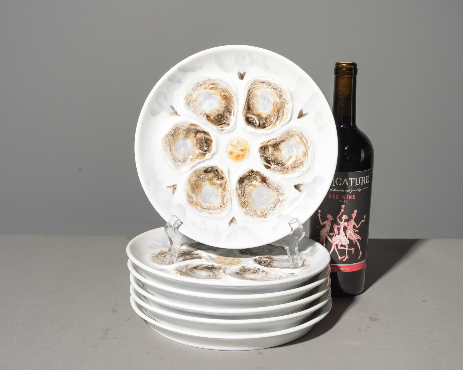 6 French Oyster Plates: 6 French Oyster Plates - 1 in tall x 9.5 inch diameter