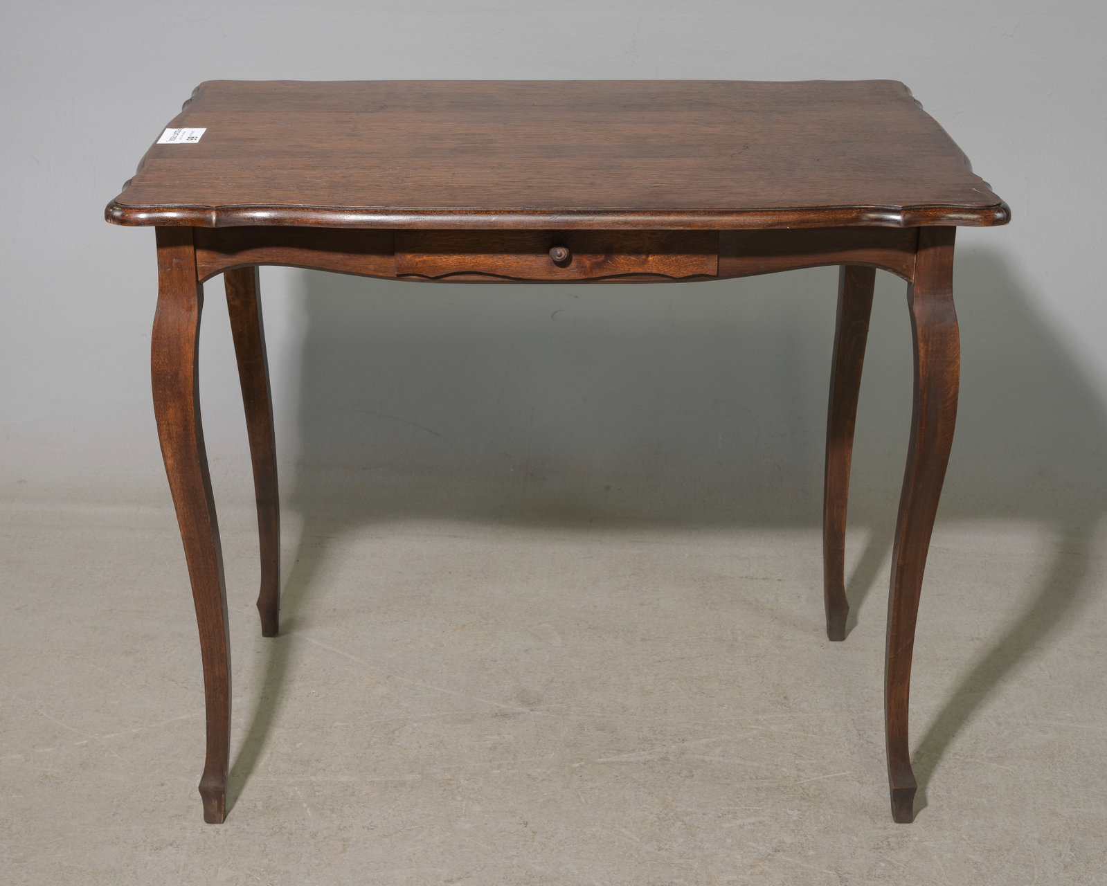 Louis XV Style Oak Writing Table with Drawer #1: French Louis XV Style Oak Writing Table with Drawer - 29 in tall x 35 x 24, Floor to apron is 26 inches and the space between the legs is 29.5 inches