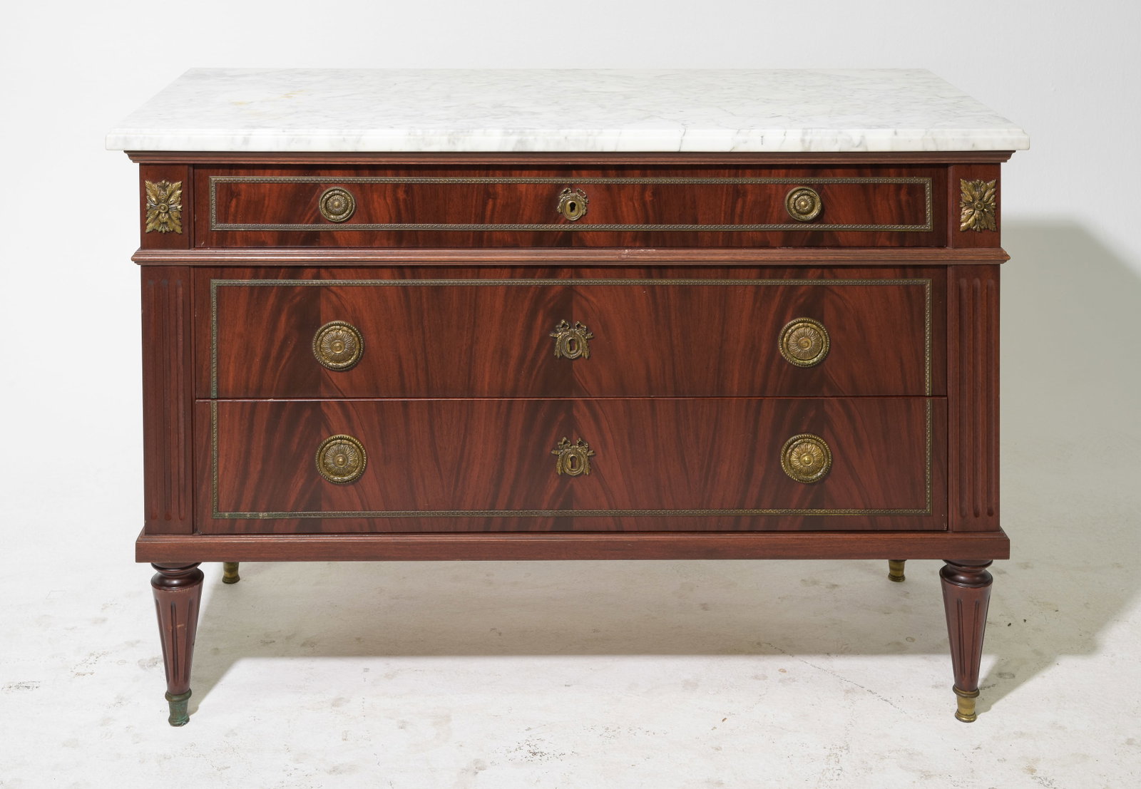 Louis XVI Style White Marble Top Chest (1 of 7)