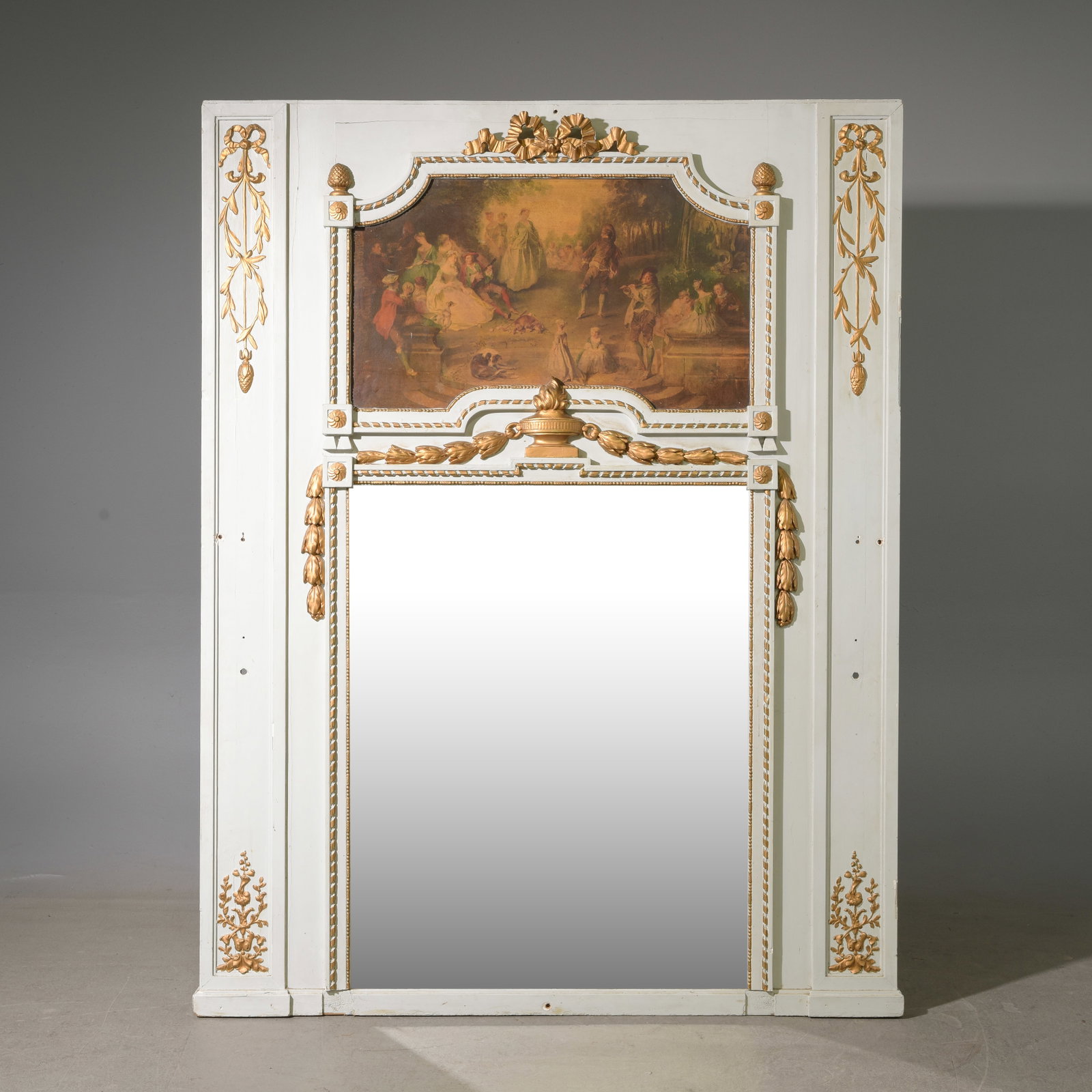 French Large Painted Trumeau Mirror (1 of 5)