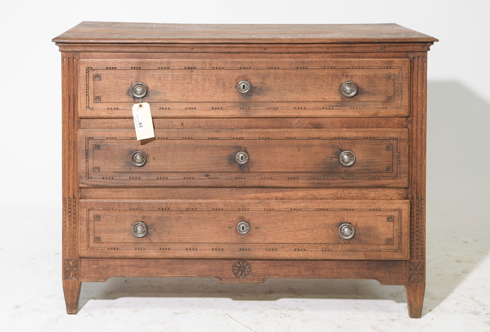 French Antique Large Three Drawer Chest (1 of 5)