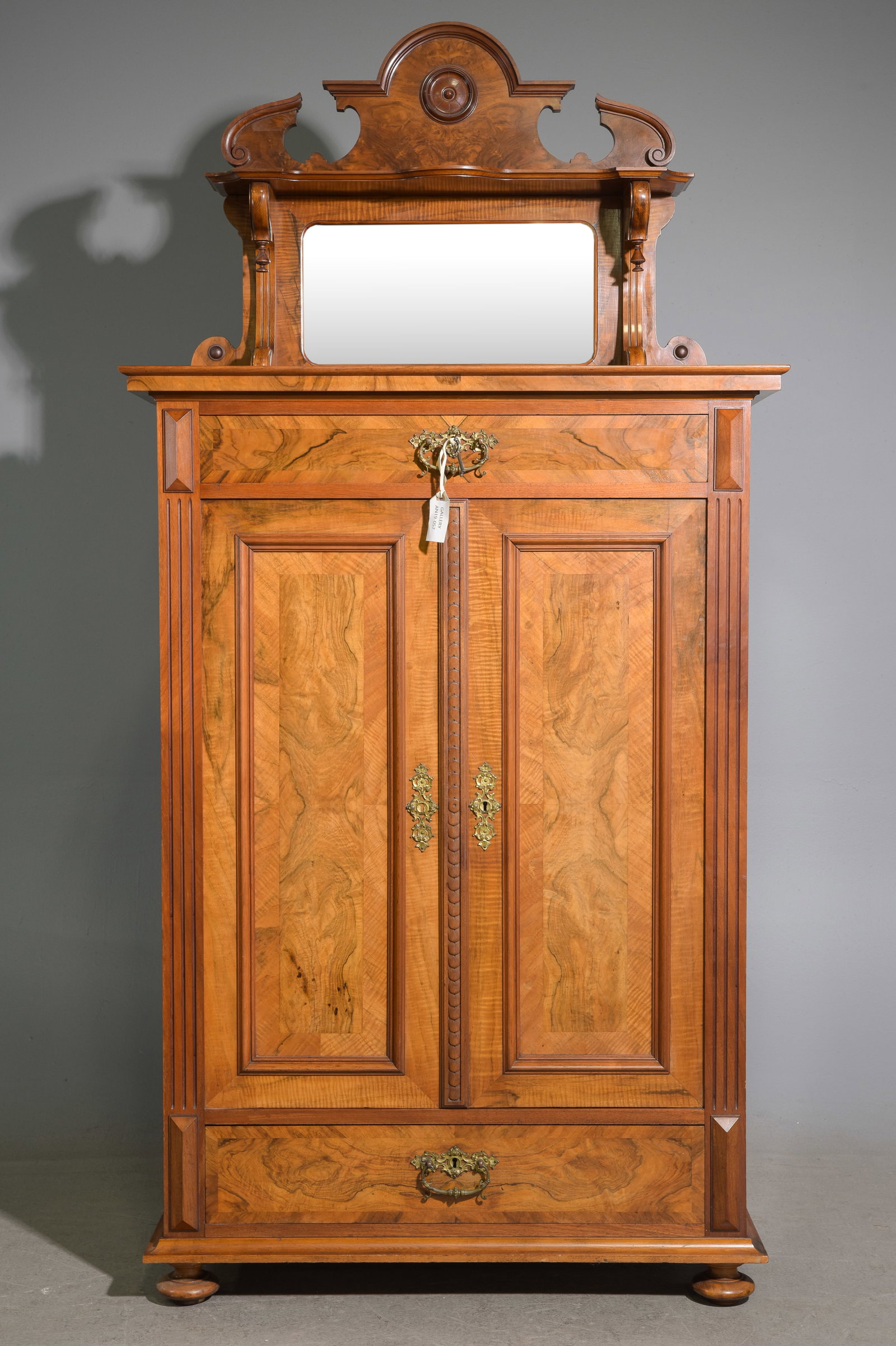 Danish Walnut Mirror Back Linen / Hall Cupboard: Danish Walnut Mirror Back Linen / Hall Cupboard - 81 in tall x 40 x 18.5