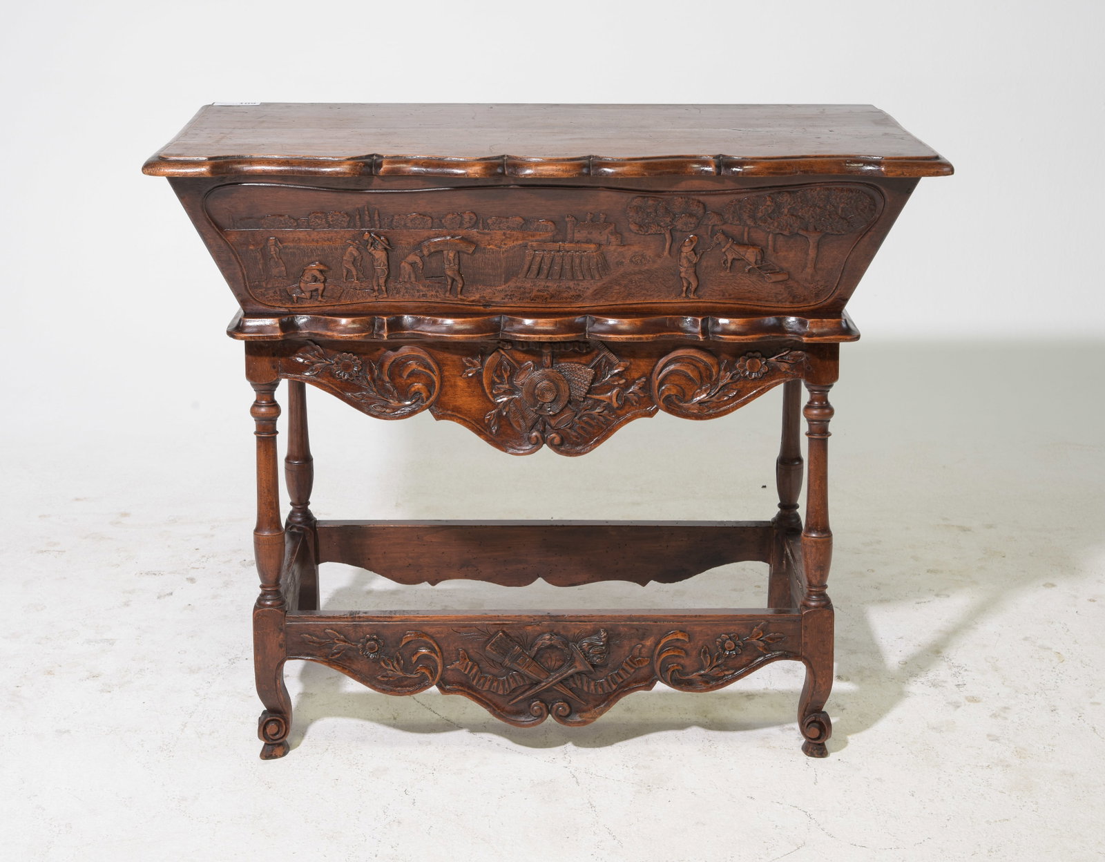 French Walnut Dough Trough on Stand (1 of 7)