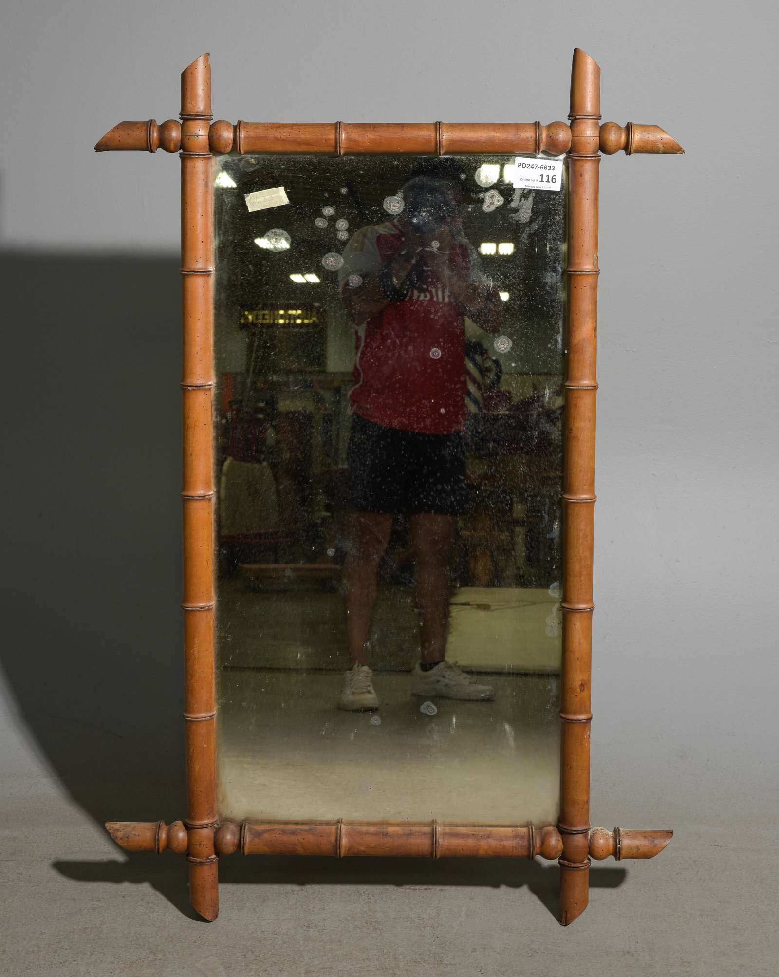 French Large Faux Bamboo Framed Mirror (1 of 4)