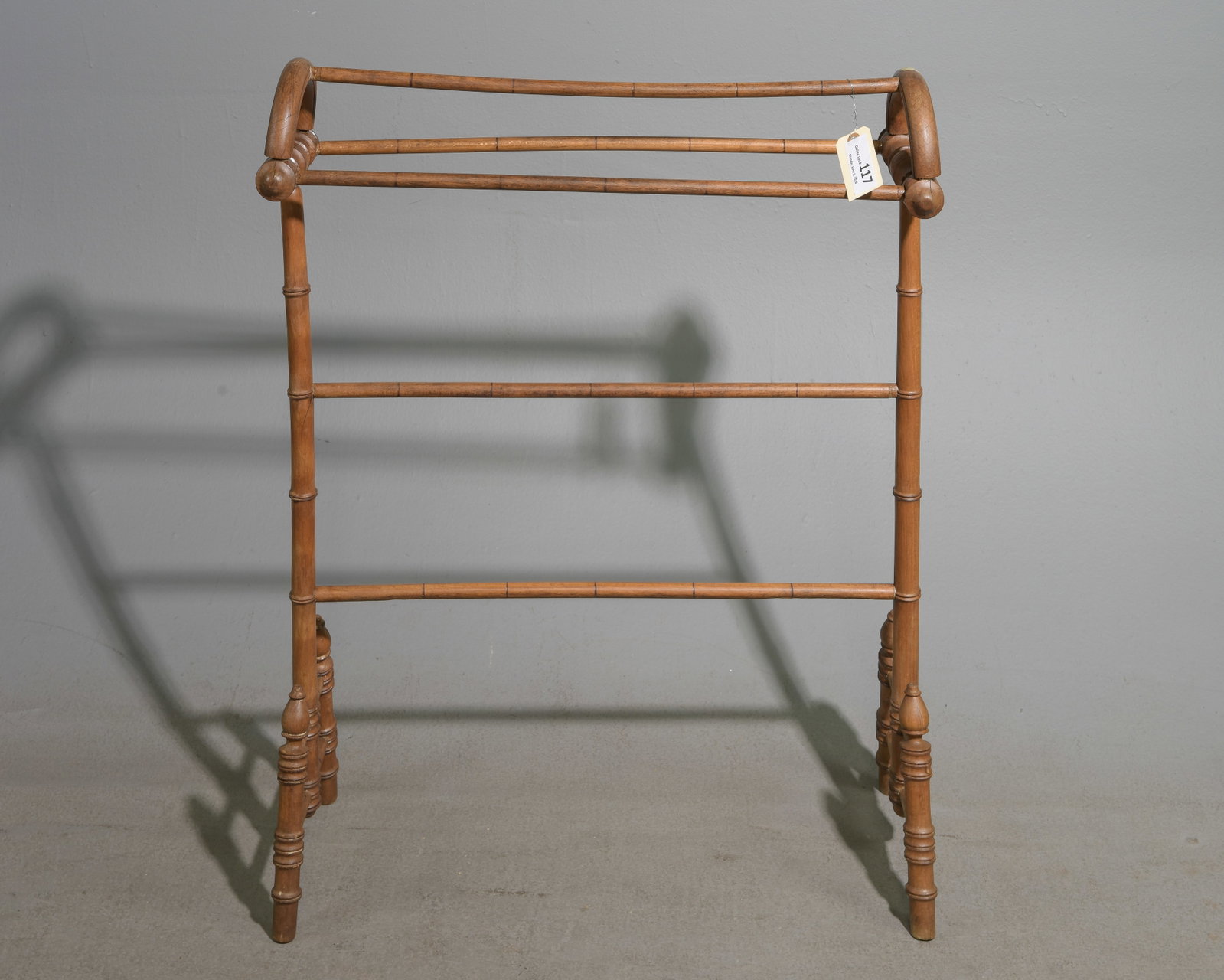 French Faux Bamboo Free Standing Towel Rack: French Faux Bamboo Free Standing Towel Rack - 34.5 in tall x 27 x 9