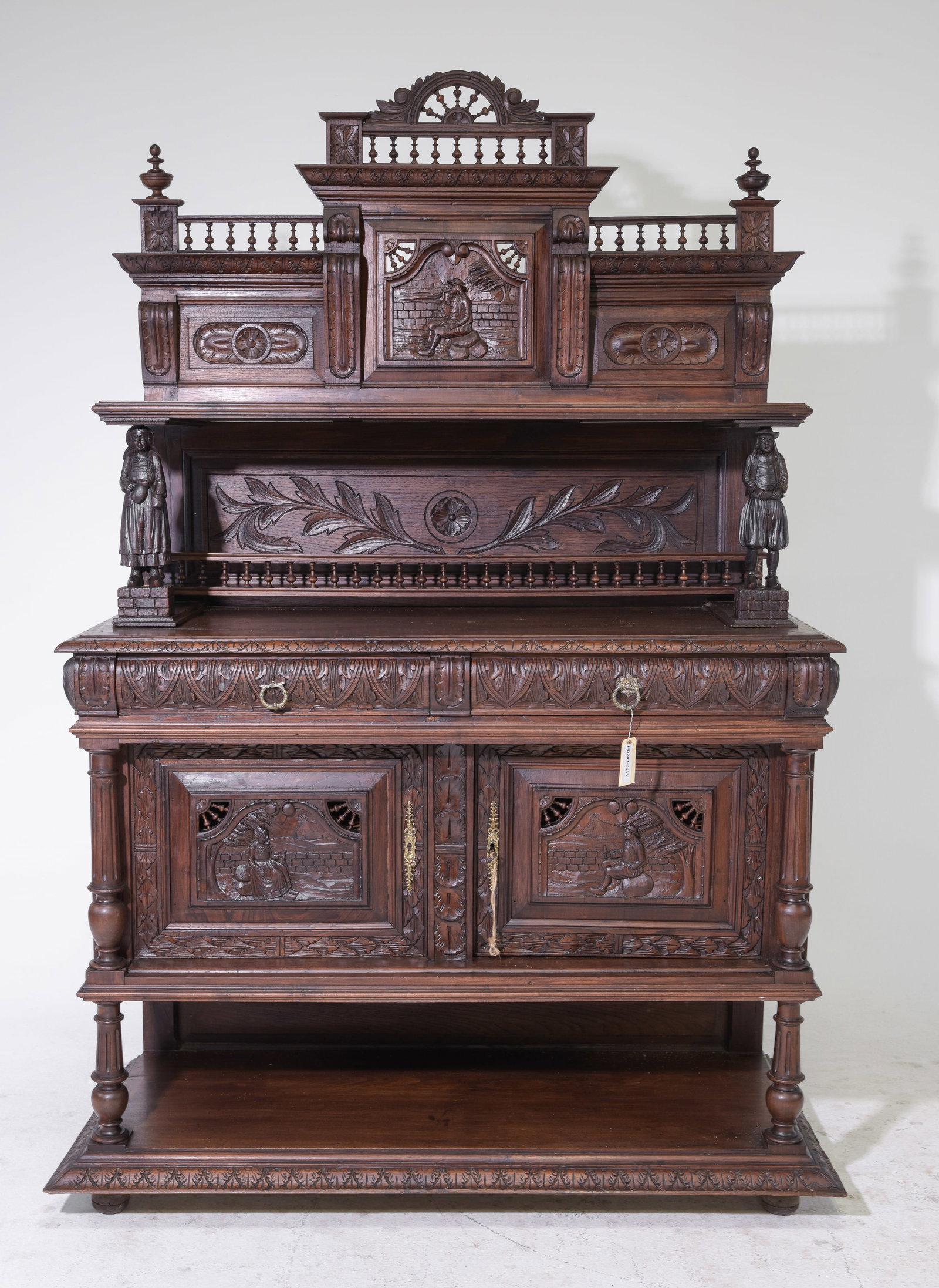 French Carved Chestnut Breton Style Server (1 of 8)