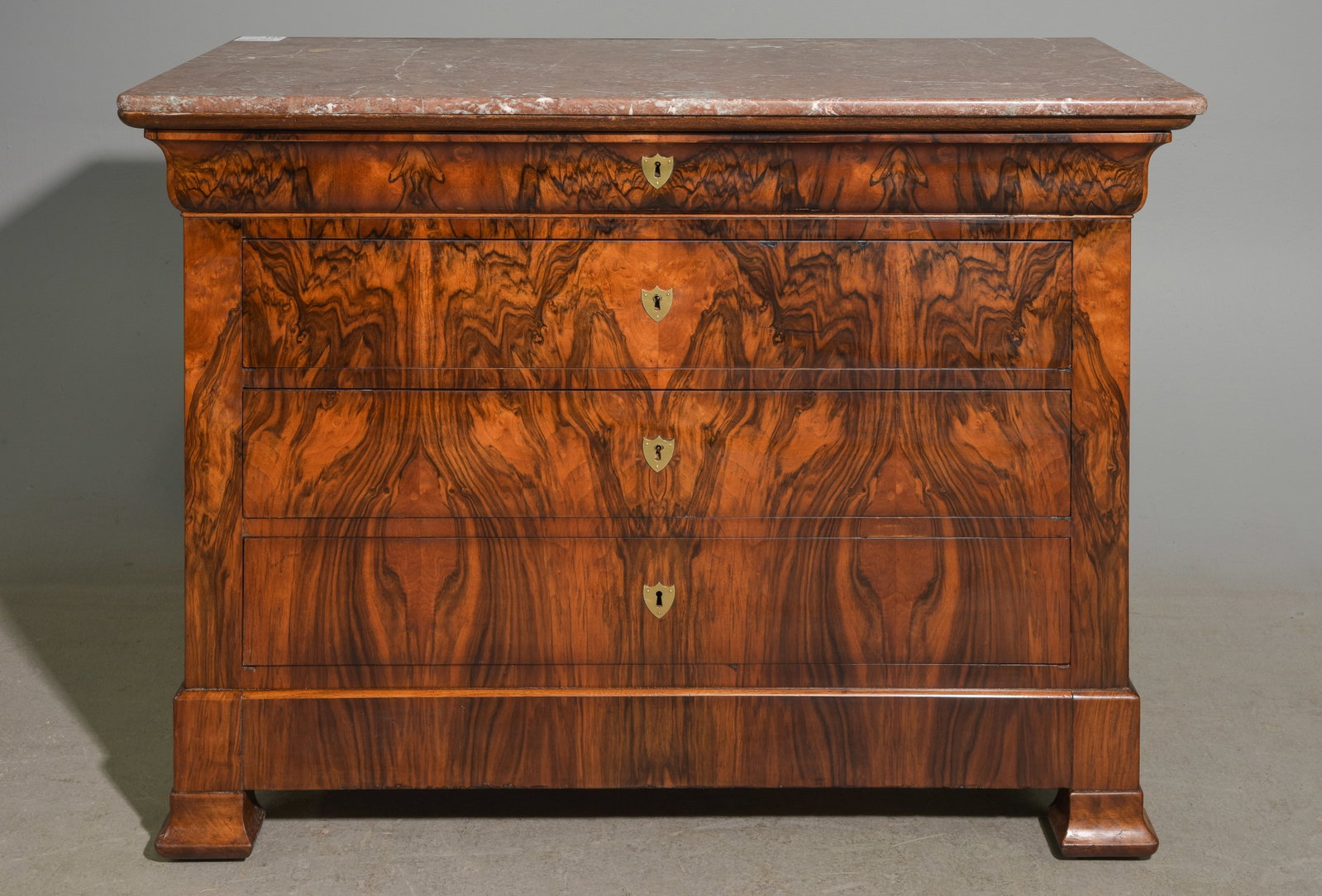 Louis Philippe Style Marble Top Figured Walnut Chest (1 of 5)