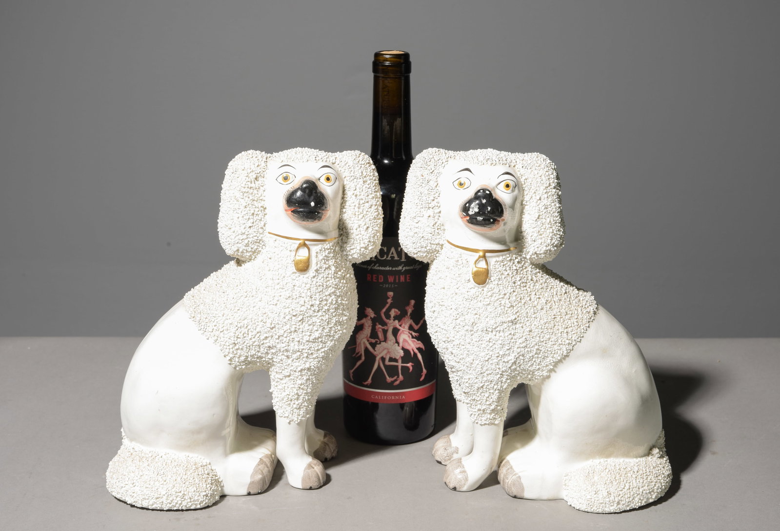 Staffordshire Pair of "Sanded" Spaniel Dogs: Staffordshire Pair of "Sanded" Spaniel Dogs - 9.5 in tall x 7.5 x 4.5 each