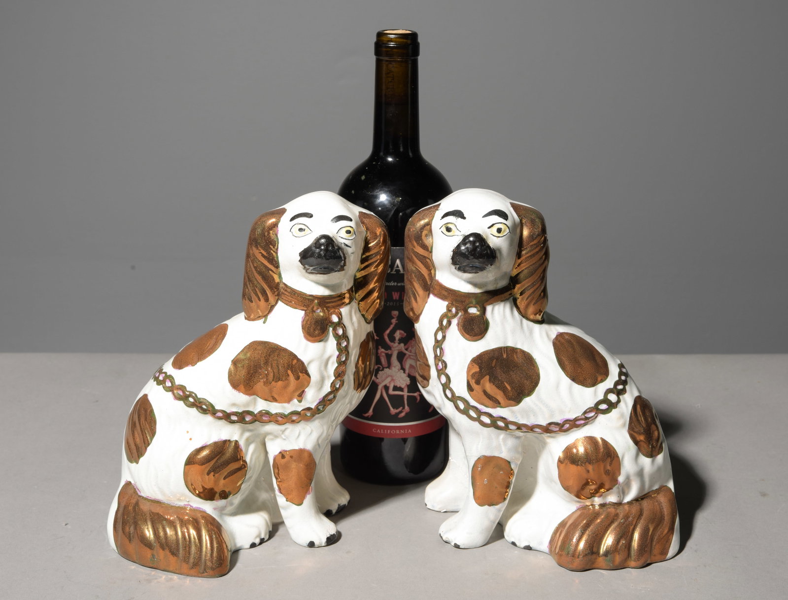 Staffordshire Pair of Lustre Dogs: Staffordshire Pair of Lustre Dogs - 8.5 in tall x 6.5 x 4