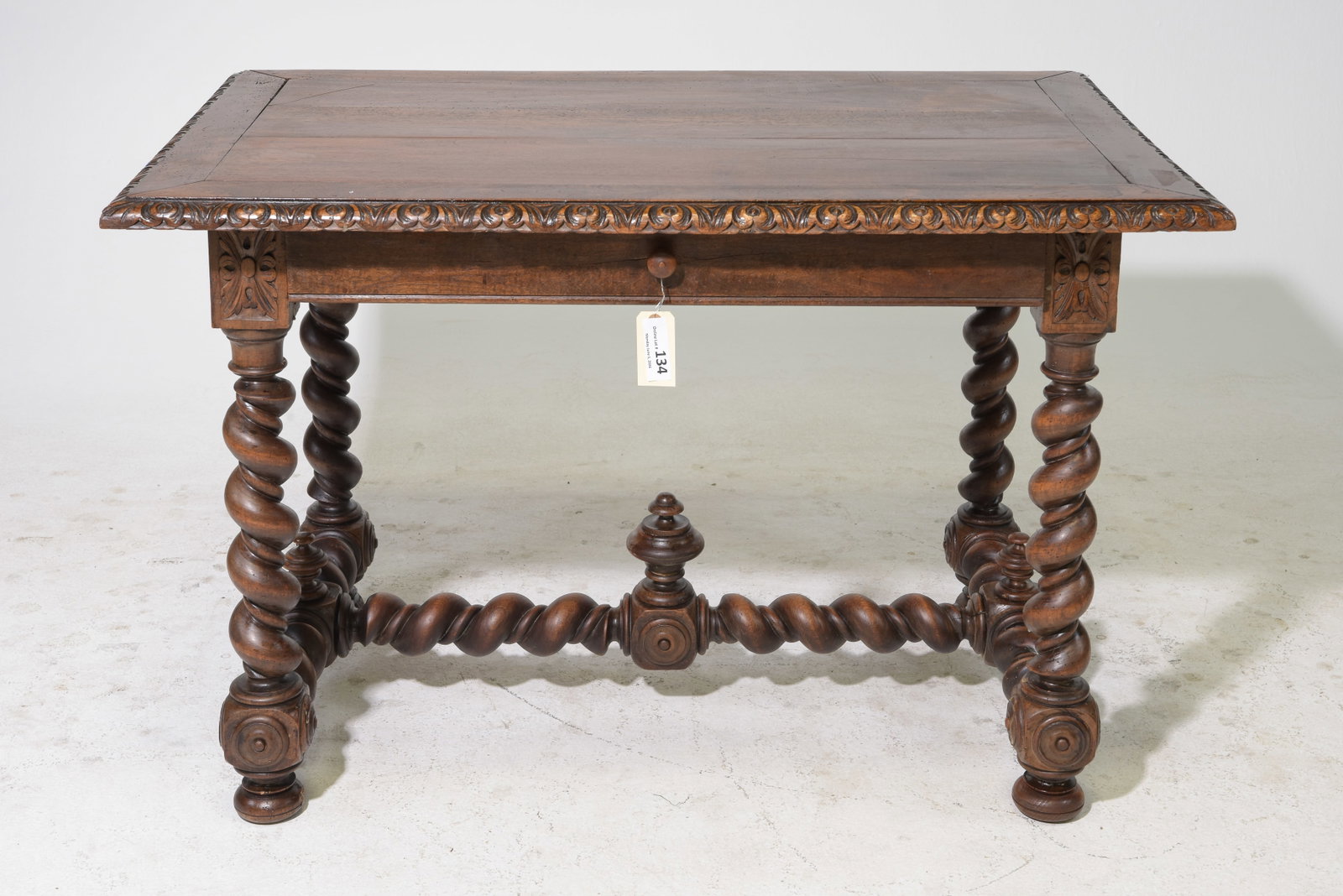 Louis XIII Style Carved Walnut Writing Table (1 of 4)