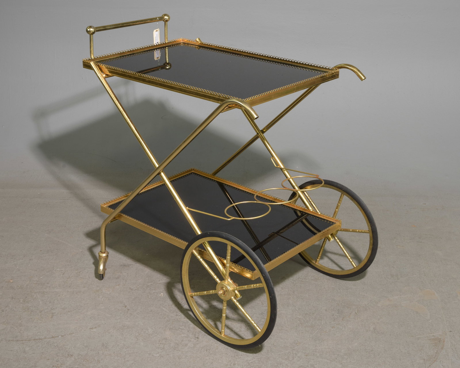 French Brass Finished & Glass Two Tier Trolley (1 of 4)