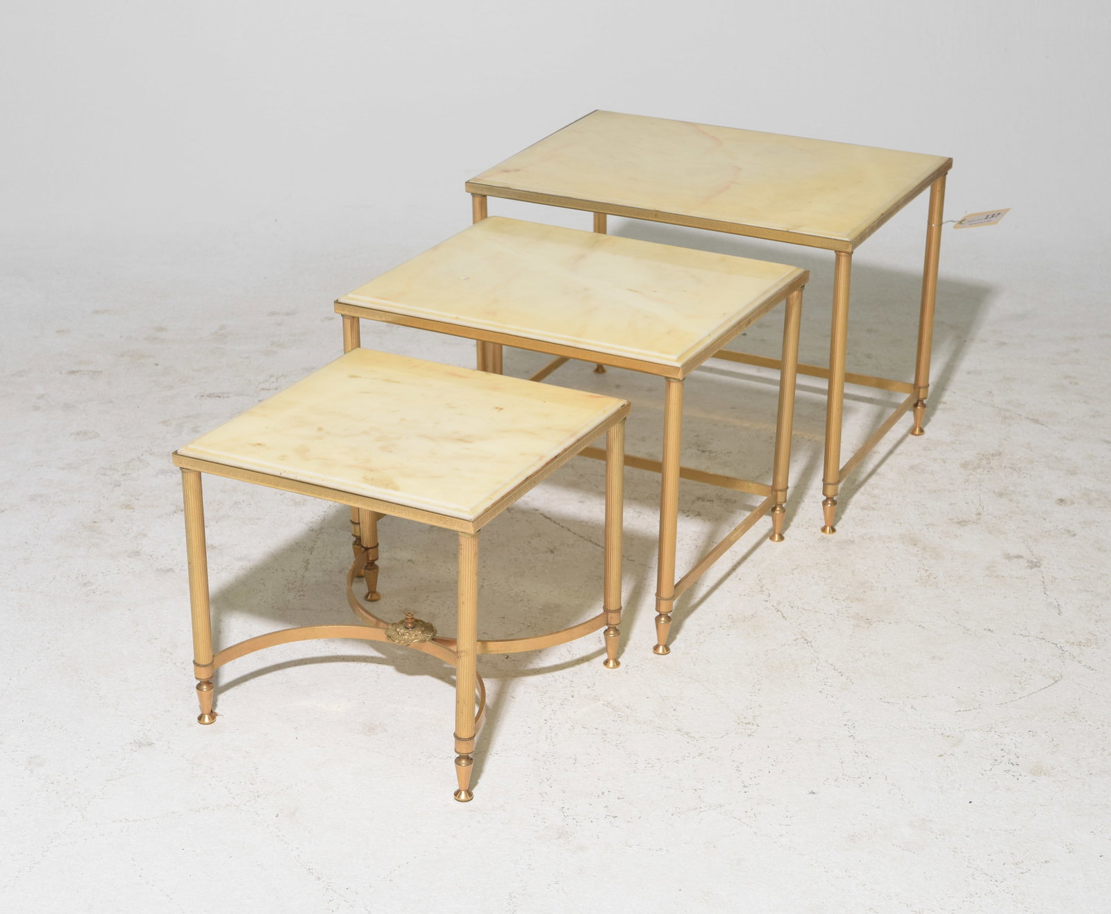 French Brass & Marble Nest of Three Tables (1 of 4)