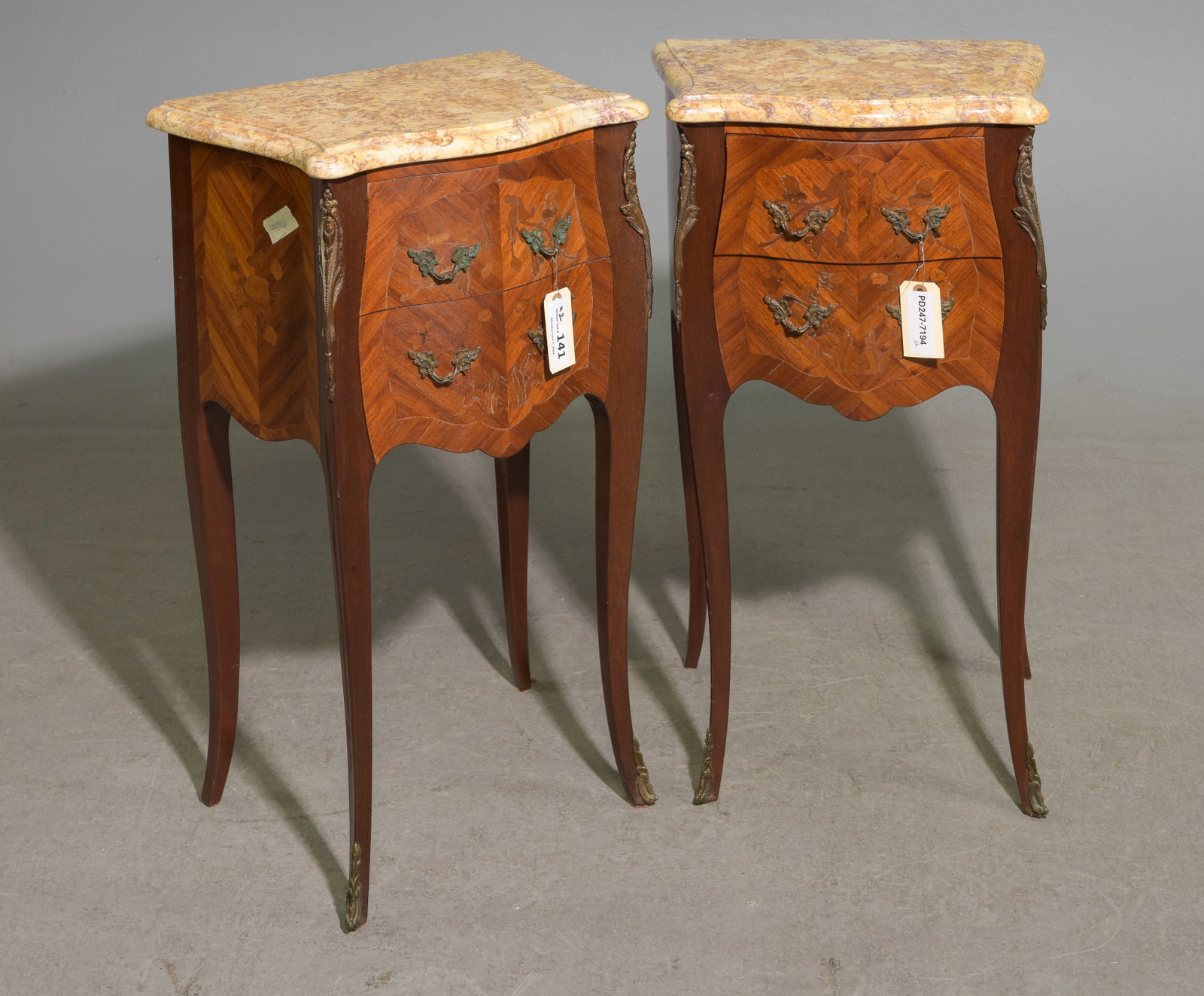 Louis XV Style Pair of Marble Top Chests #1 (1 of 4)