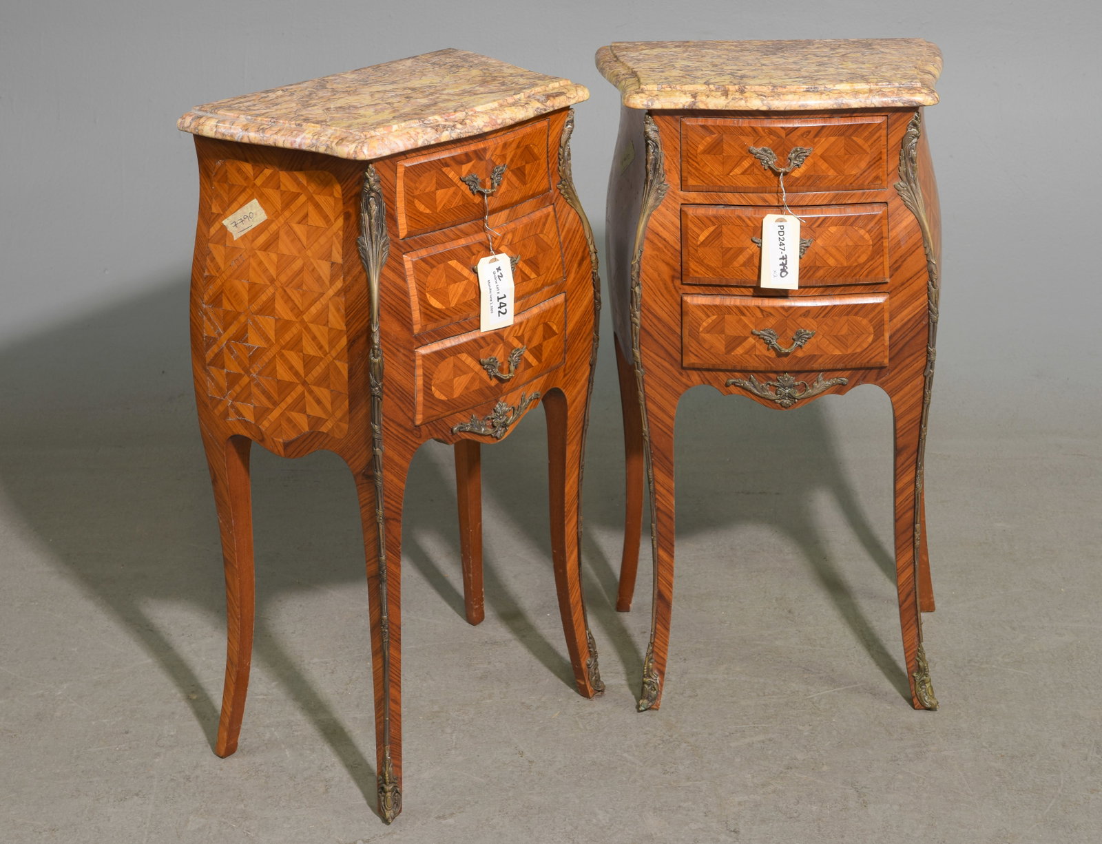 Louis XV Style Pair of Marble Top Chests #2 (1 of 4)