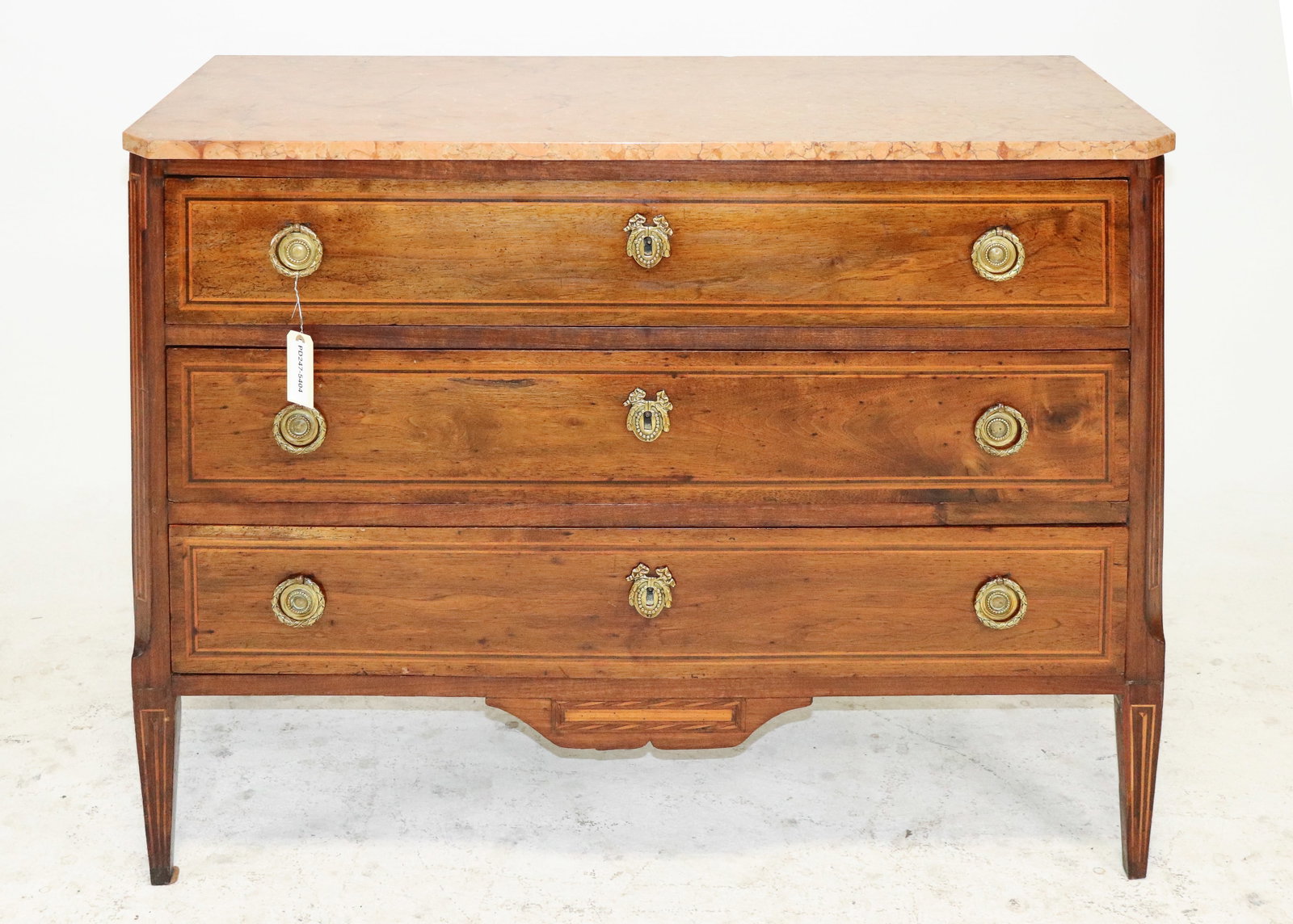 Louis XVI Style Marble Top Mahogany 3 Drawers Chest (1 of 10)