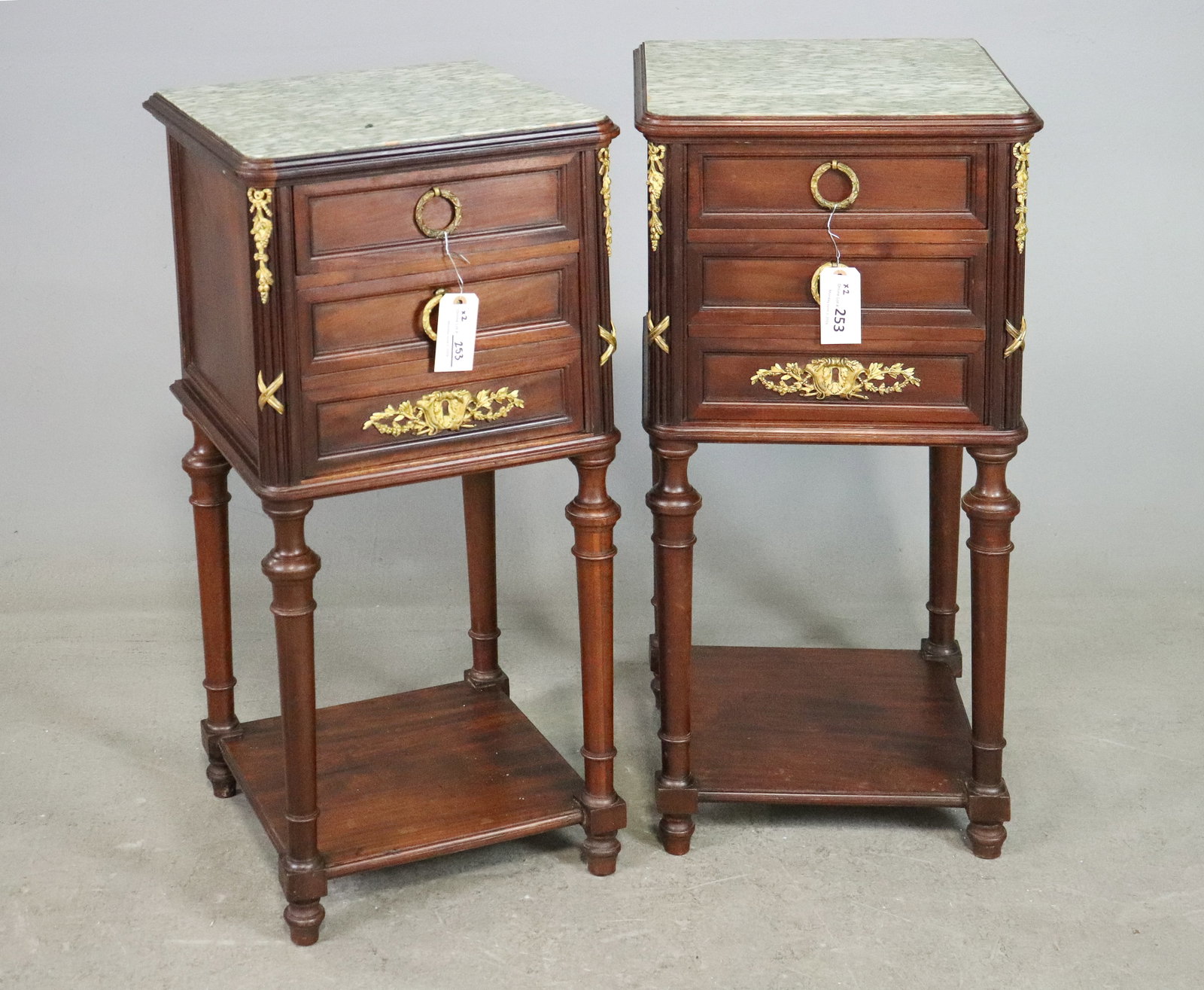 Pair Of Louis XVI Style Marble Top Pot Cupboards (1 of 7)