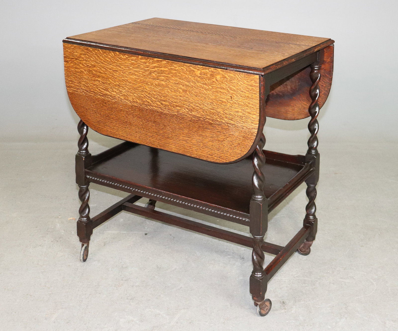 English Oak Barley Twist Drop Leaf Table / Trolley (1 of 3)