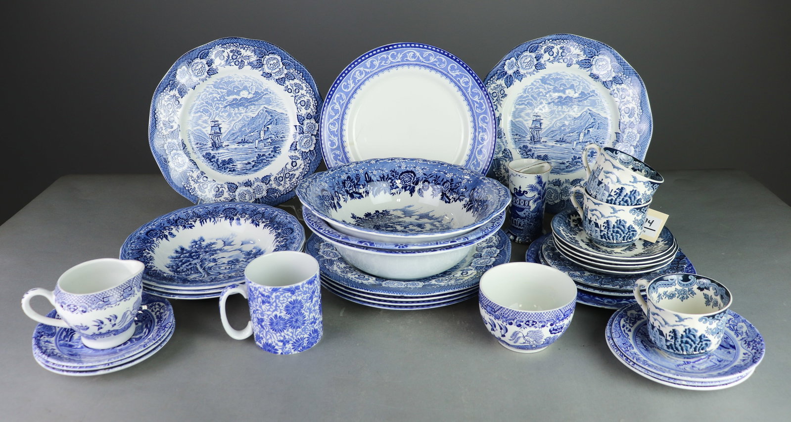 34pcs Assorted Blue & White China - Plates, Cups, Bowls (1 of 10)