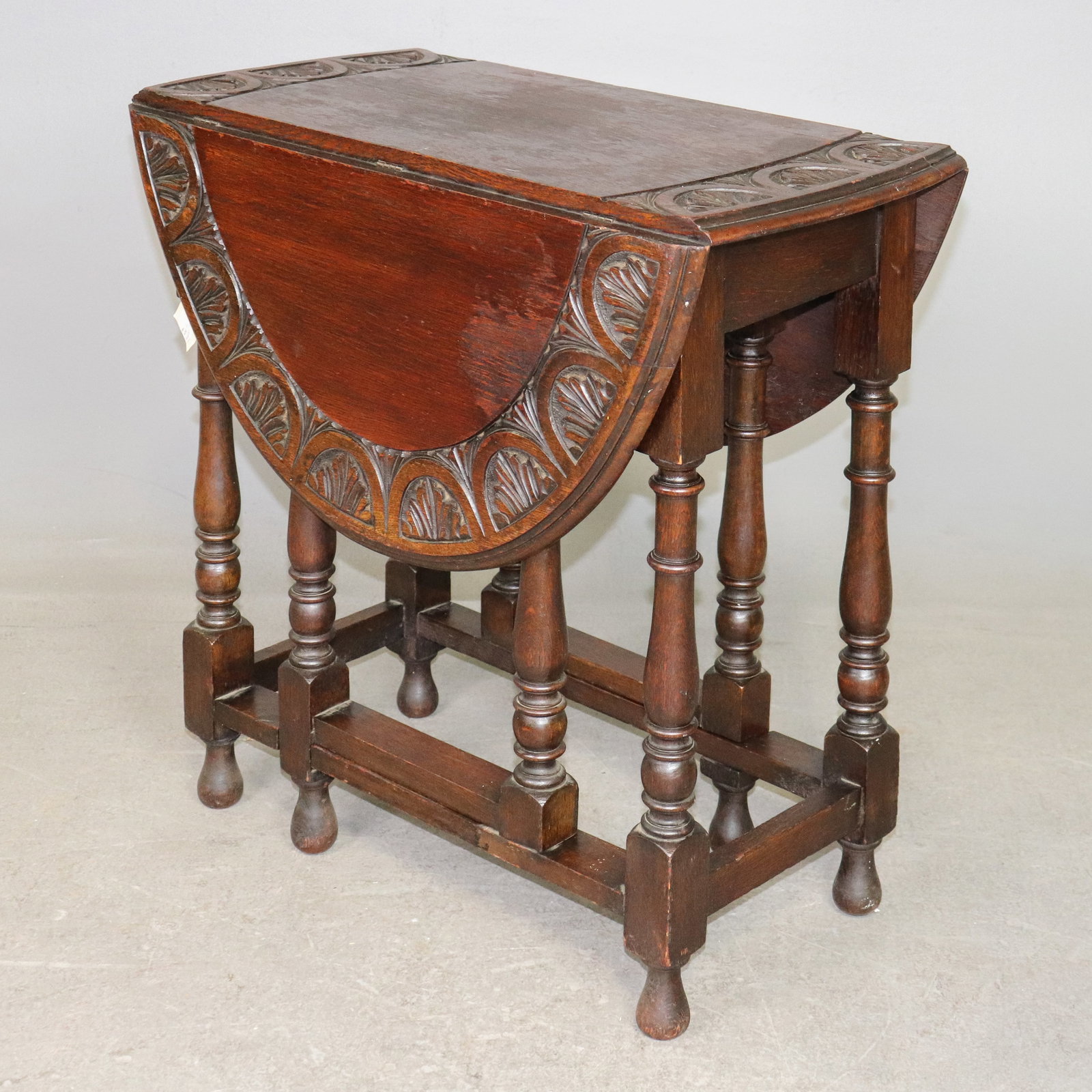 British Carved Oak Drop Leaf Table (1 of 3)