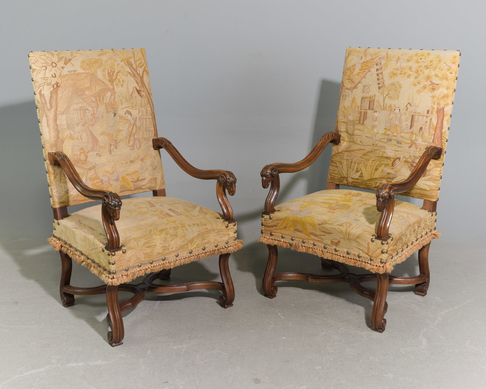 French Walnut Pair of Fireside Arm Chairs (1 of 6)