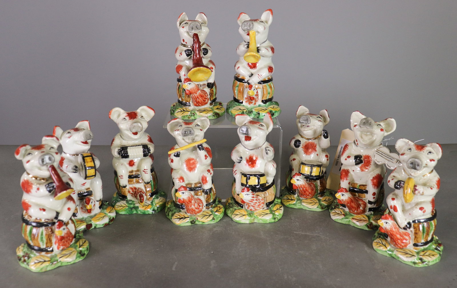 10 Musical Porcelain Pig Figures: 10 Musical Porcelain Pig Figures - 6 in tall x 3.5 x 4