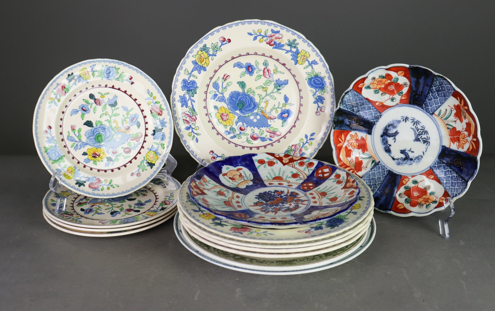 13pcs Assorted Floral China Plate Set: 13pcs Assorted Floral China Plate Set - 1.25 in tall x 10.5 in diameter