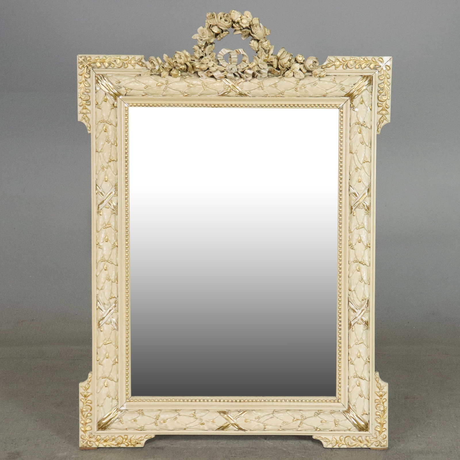 Louis XVI Style Carved Painted Framed Mirror (1 of 5)